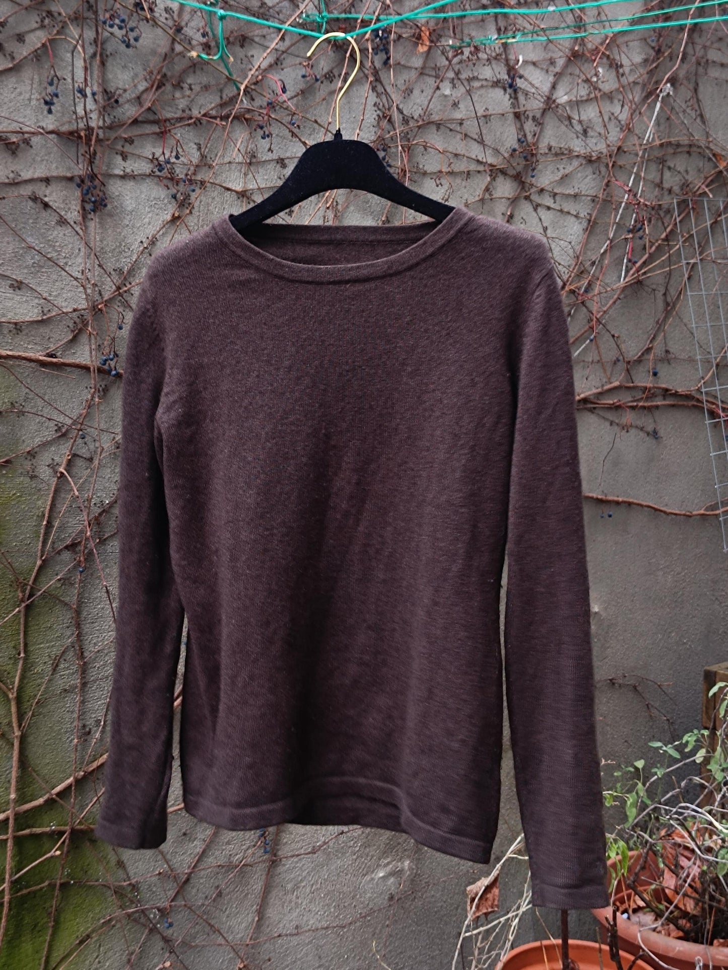 y2k Silk and Cashmere Brown Sweater| Vintage Brown Winter Sweater| Women's Long-sleeved Crewneck Jumper
