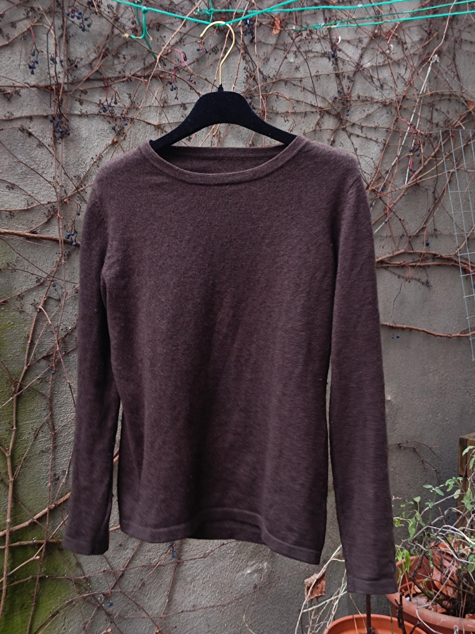 y2k Silk and Cashmere Brown Sweater| Vintage Brown Winter Sweater| Women's Long-sleeved Crewneck Jumper