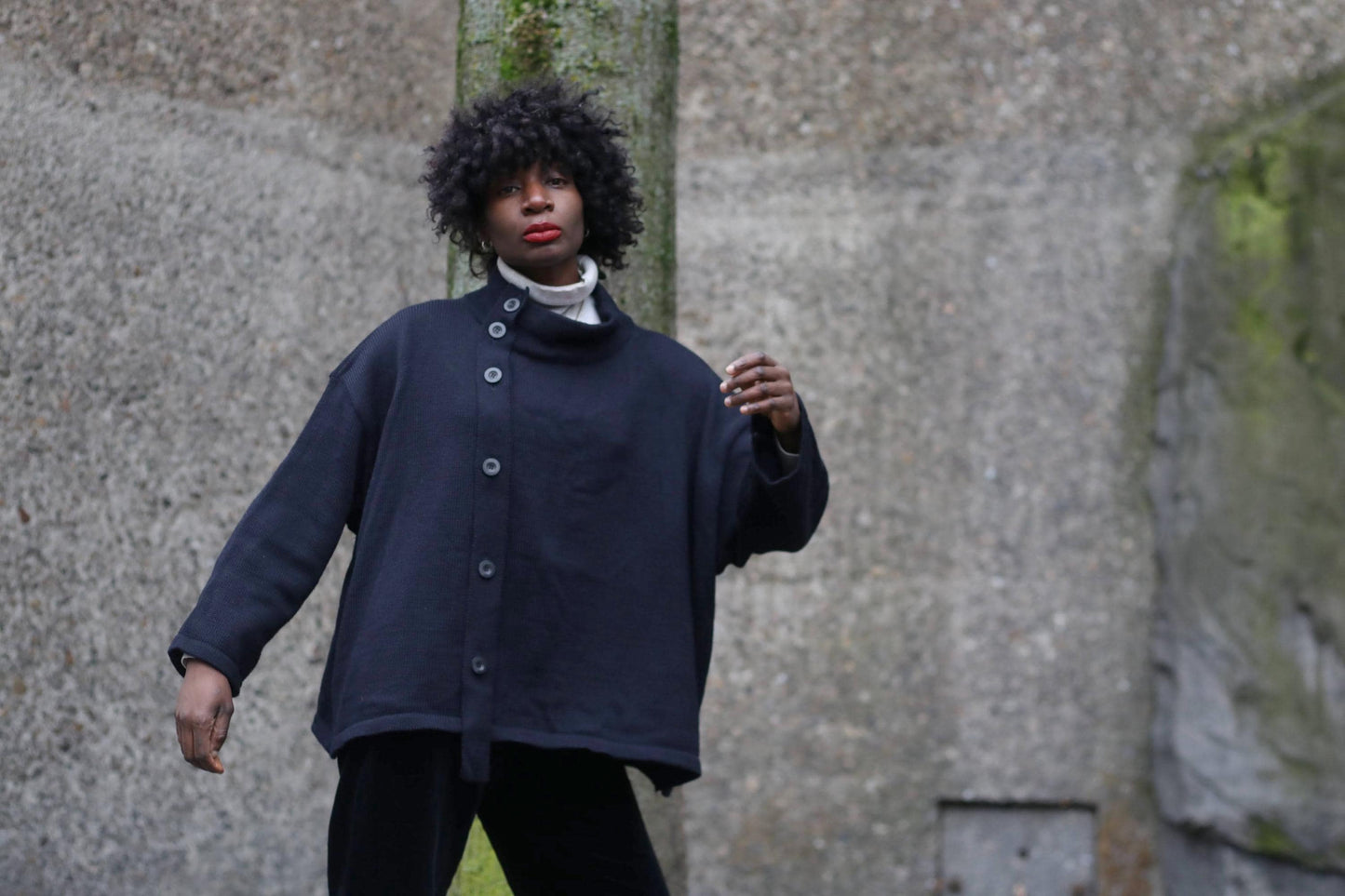 y2k Kathrin Aargad Wool Knitted Sweater| Avantgarde Vintage Jumper| Minimalist oversized Sweater| Navy Purist Scandinavian Style Pullover