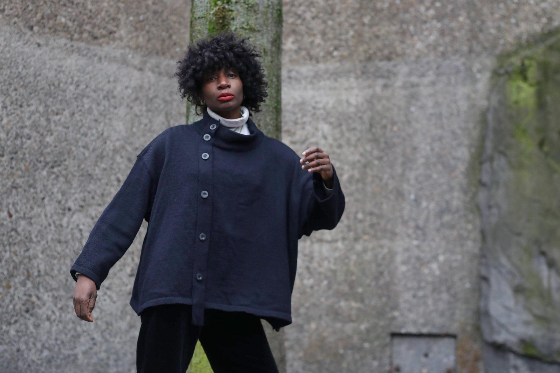 y2k Kathrin Aargad Wool Knitted Sweater| Avantgarde Vintage Jumper| Minimalist oversized Sweater| Navy Purist Scandinavian Style Pullover