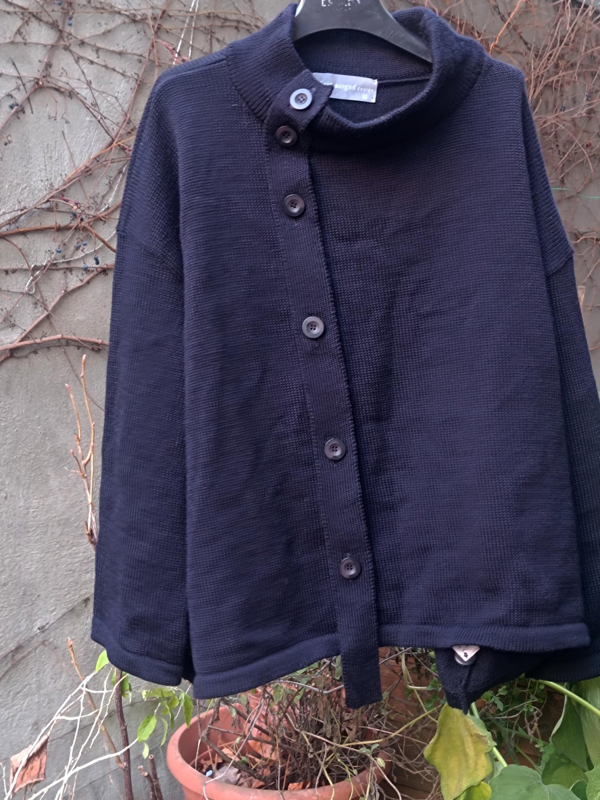y2k Kathrin Aargad Wool Knitted Sweater| Avantgarde Vintage Jumper| Minimalist oversized Sweater| Navy Purist Scandinavian Style Pullover