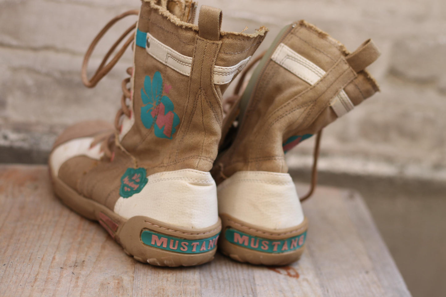 Y2K Mustang Boxing Boots| Vintage Brown Lace-Up HighTop Sporty Sneakers| Women's Streetstyle Boots Size EU41