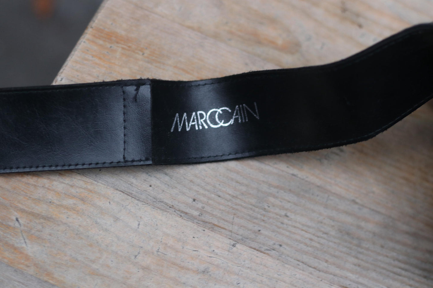Vintage Marc Cain Black Leather Wide Belt with Bold Silver Buckle | 90s Retro Waist Belt for Women| Unique Statement Accessory