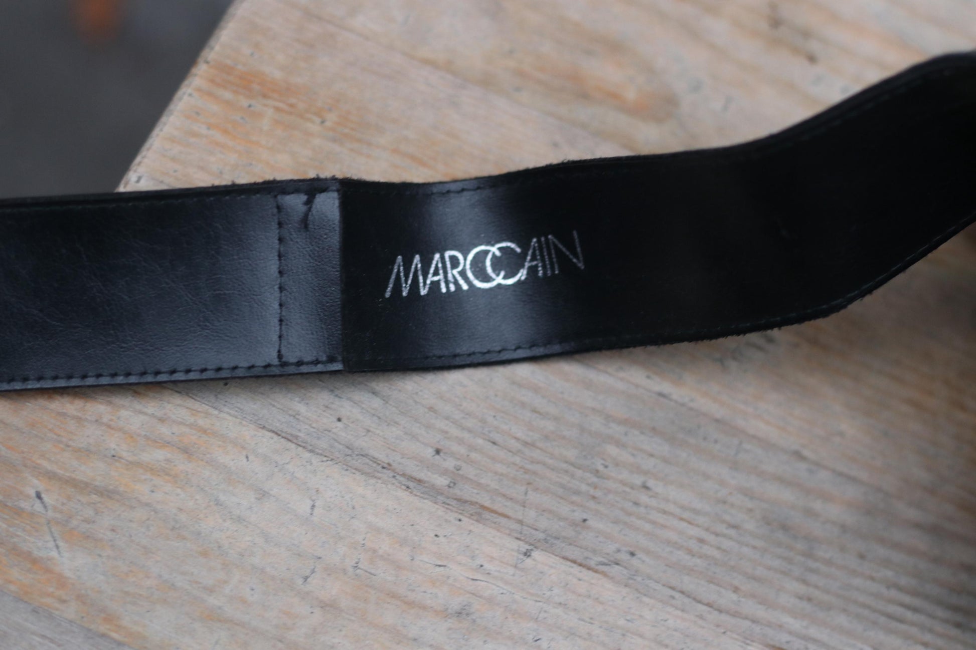 Vintage Marc Cain Black Leather Wide Belt with Bold Silver Buckle | 90s Retro Waist Belt for Women| Unique Statement Accessory