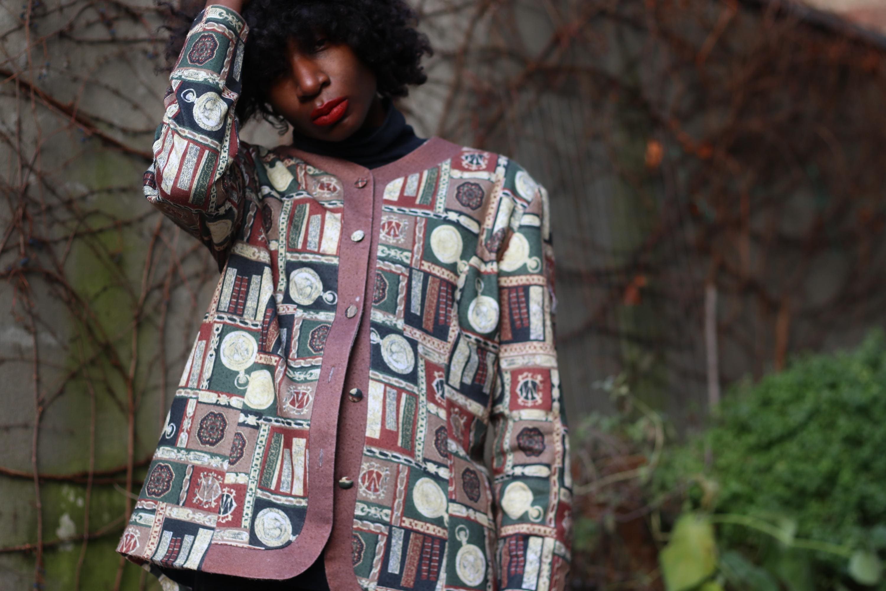 Maximalist Cardigans 90s Library-Inspired Print Cardigan| Vintage Women's Maximalist Sweate ...