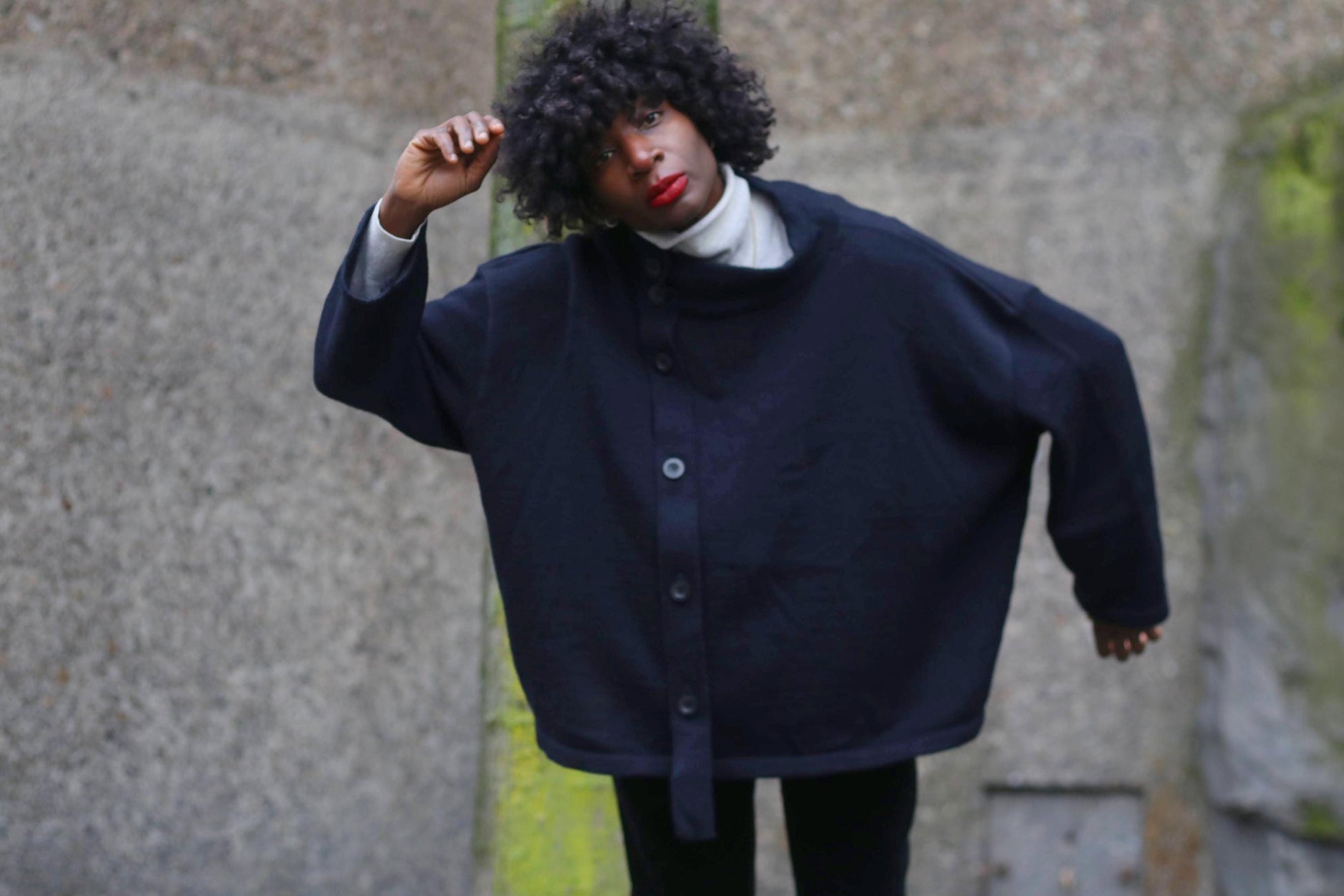 y2k Kathrin Aargad Wool Knitted Sweater| Avantgarde Vintage Jumper| Minimalist oversized Sweater| Navy Purist Scandinavian Style Pullover