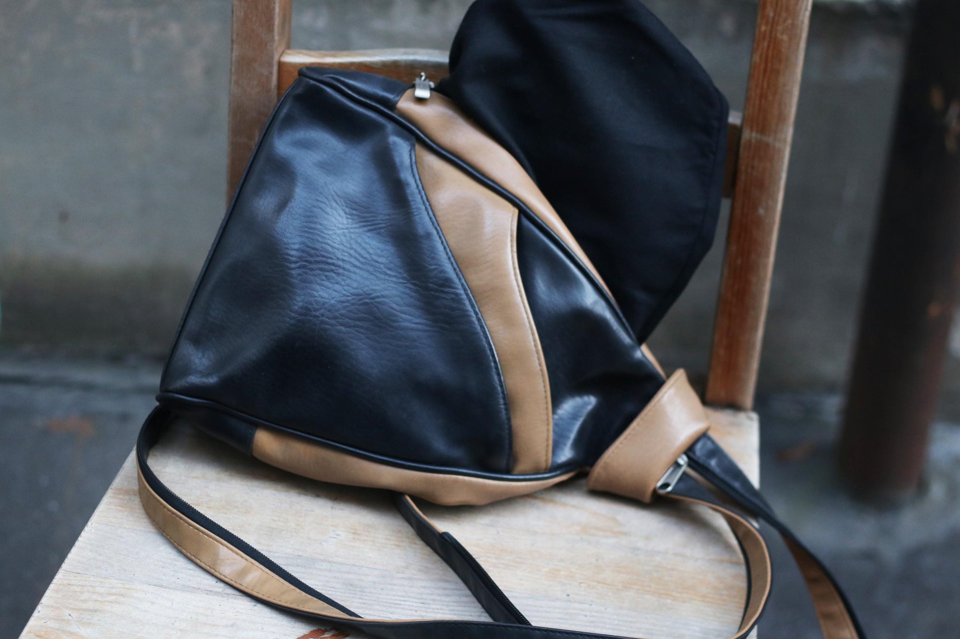 90s Leather Backpack| Women's Vintage Brown Assymetrical Bag| Avant-ga – Fashion and Fables 90s Leather Backpack| Women's Vintage Brown Assymetrical Bag| Avant-ga – Fashion and Fables
