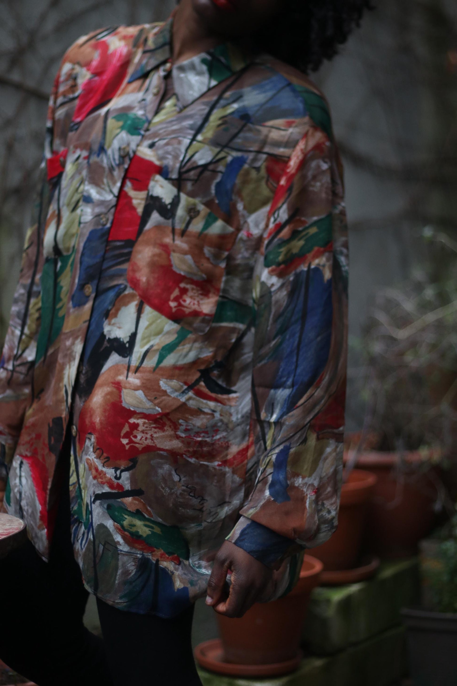 80s Abstract Print Shirt | Vintage Gerry Weber |Oversized Artsy Button-Up | Colorful Painterly Statement Blouse | Indie Retro Streetwear
