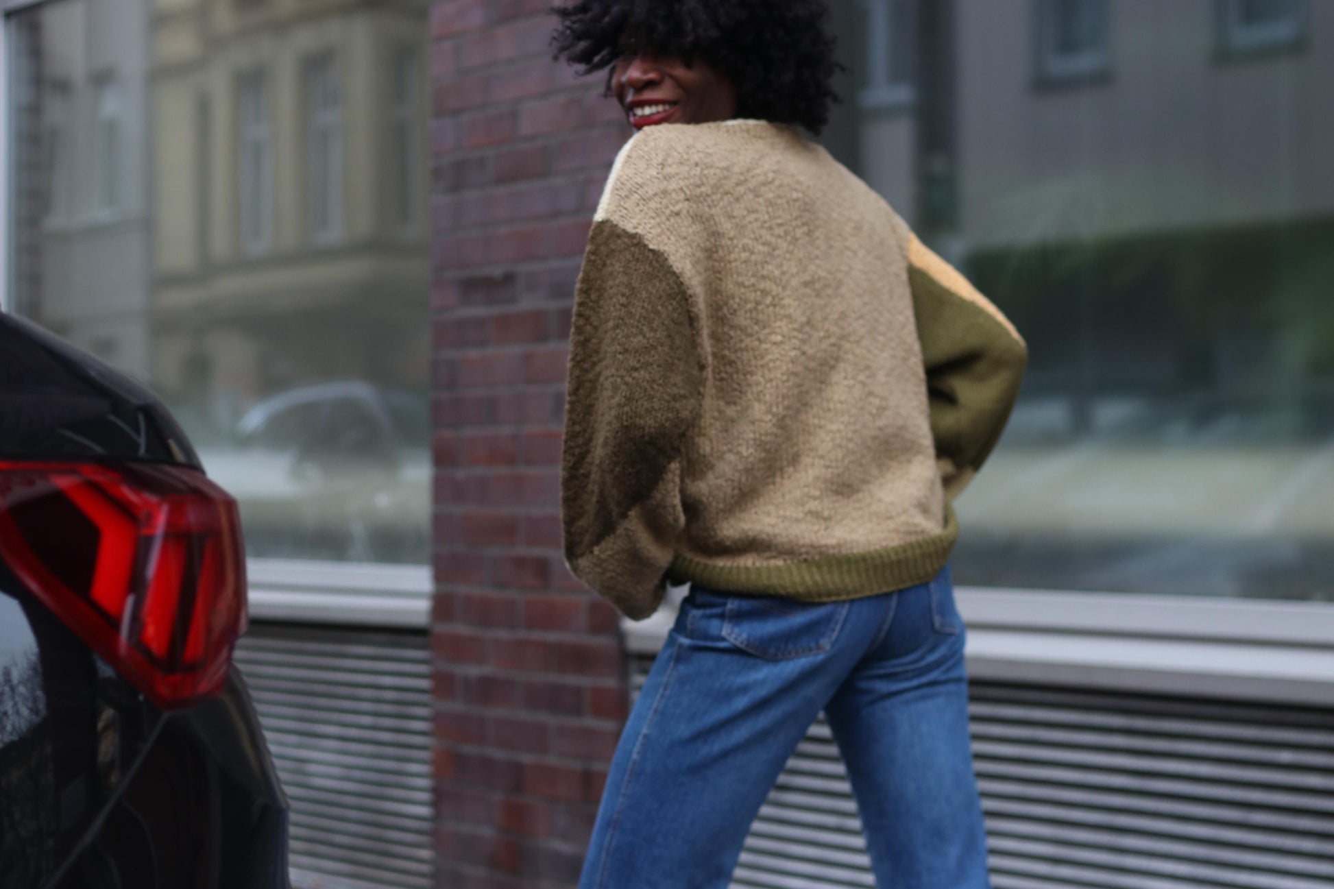 70s Handmade Chunky Knit Sweater| Vintage Earthy Color Block Long-Sleeved Knit for Women Size S-M | Boho Jumper