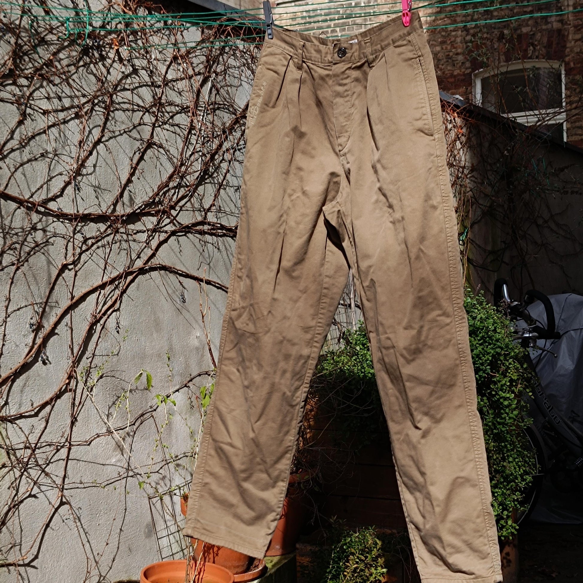90s Pepperino Khaki Cargo Pants: Vintage High-Waisted Cotton Trousers