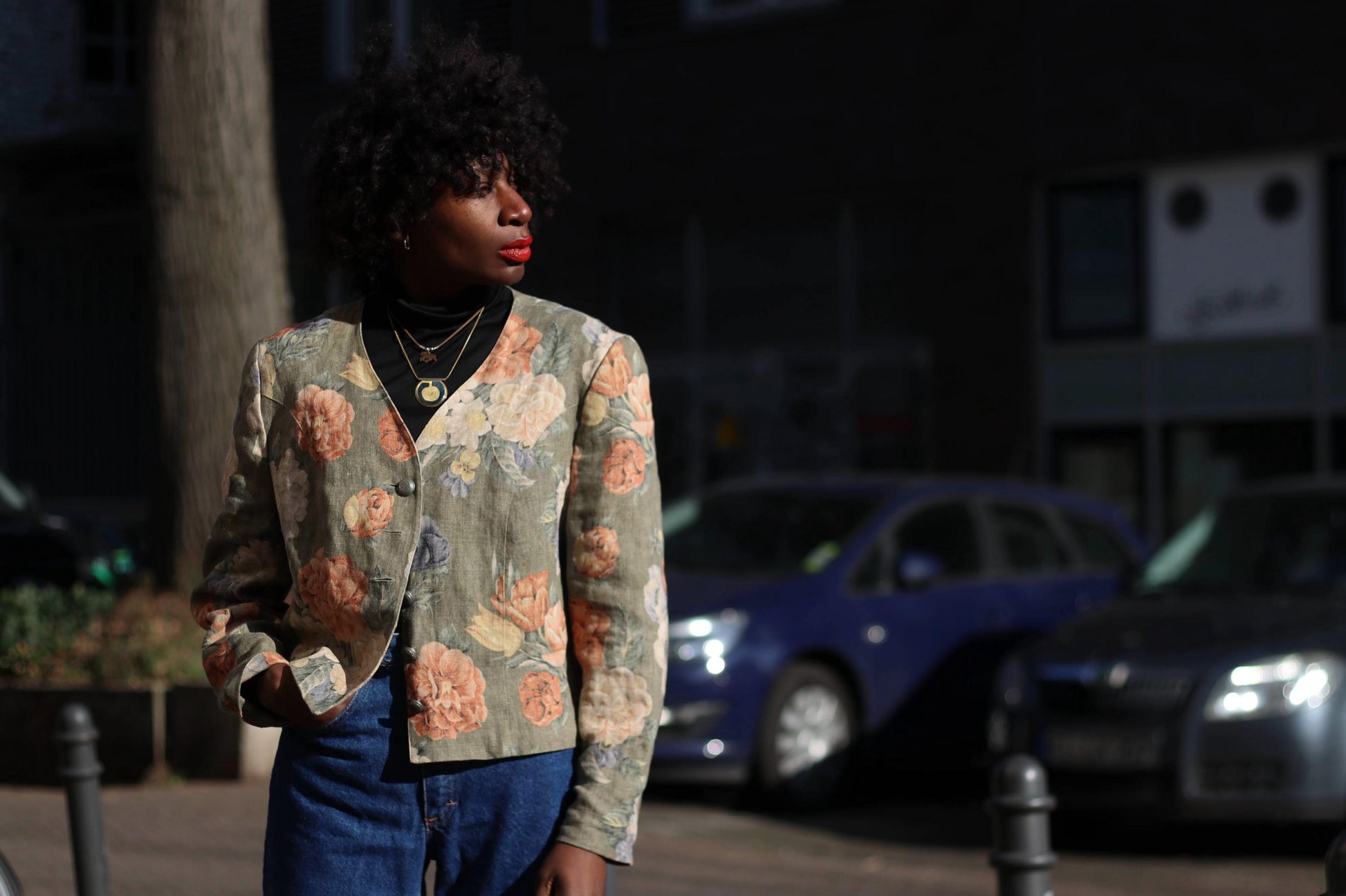 80s Linen Floral Blazer | Vintage Women's Maximalist Blazer| Cropped Bold Print suit jacket