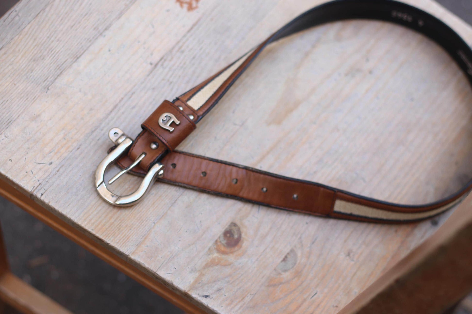 Vintage Etienne Aigner Leather Belt | Women's 90s Brown Leather | Equestrian Buckle Preppy Style Belt