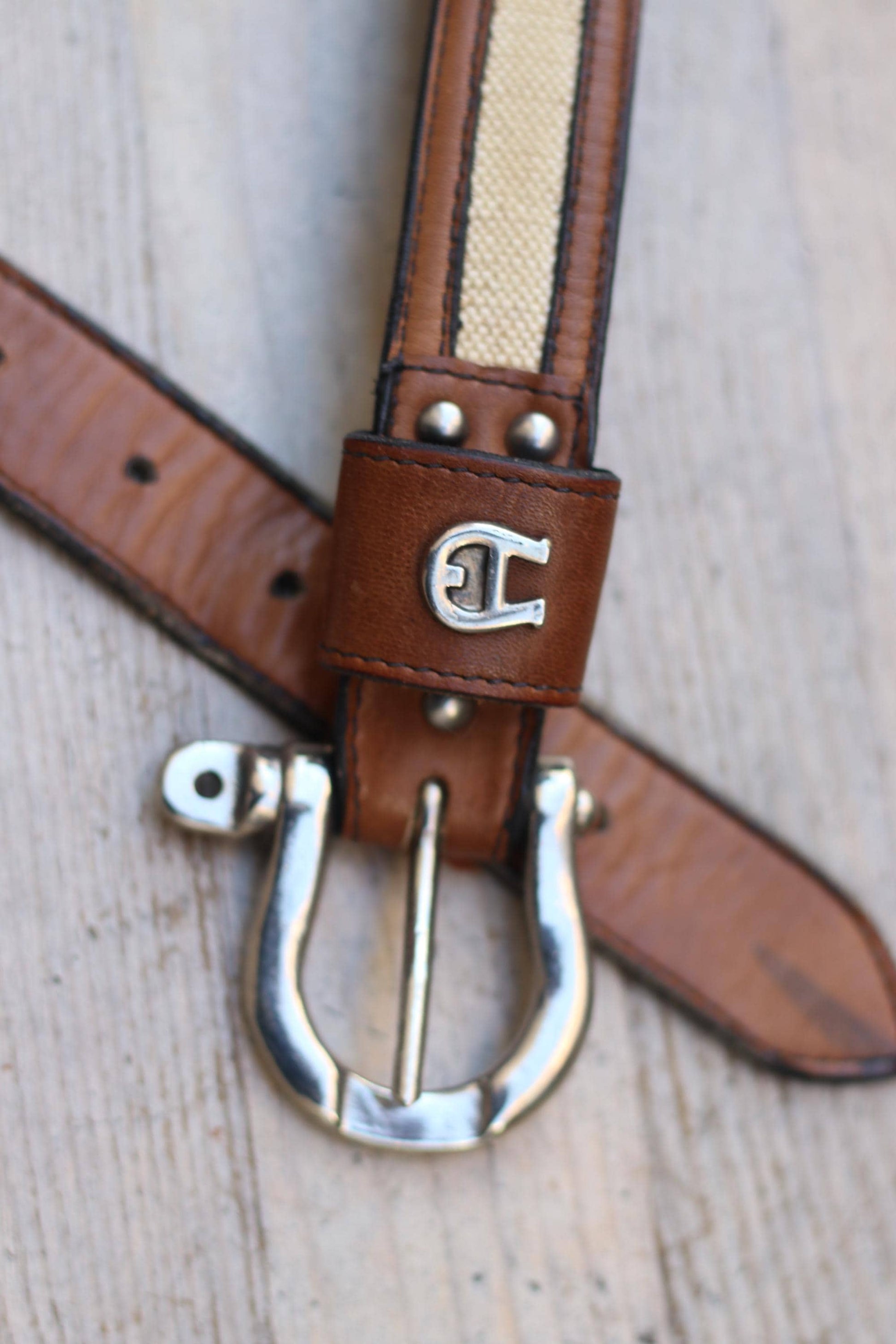 Vintage Etienne Aigner Leather Belt | Women's 90s Brown Leather | Equestrian Buckle Preppy Style Belt