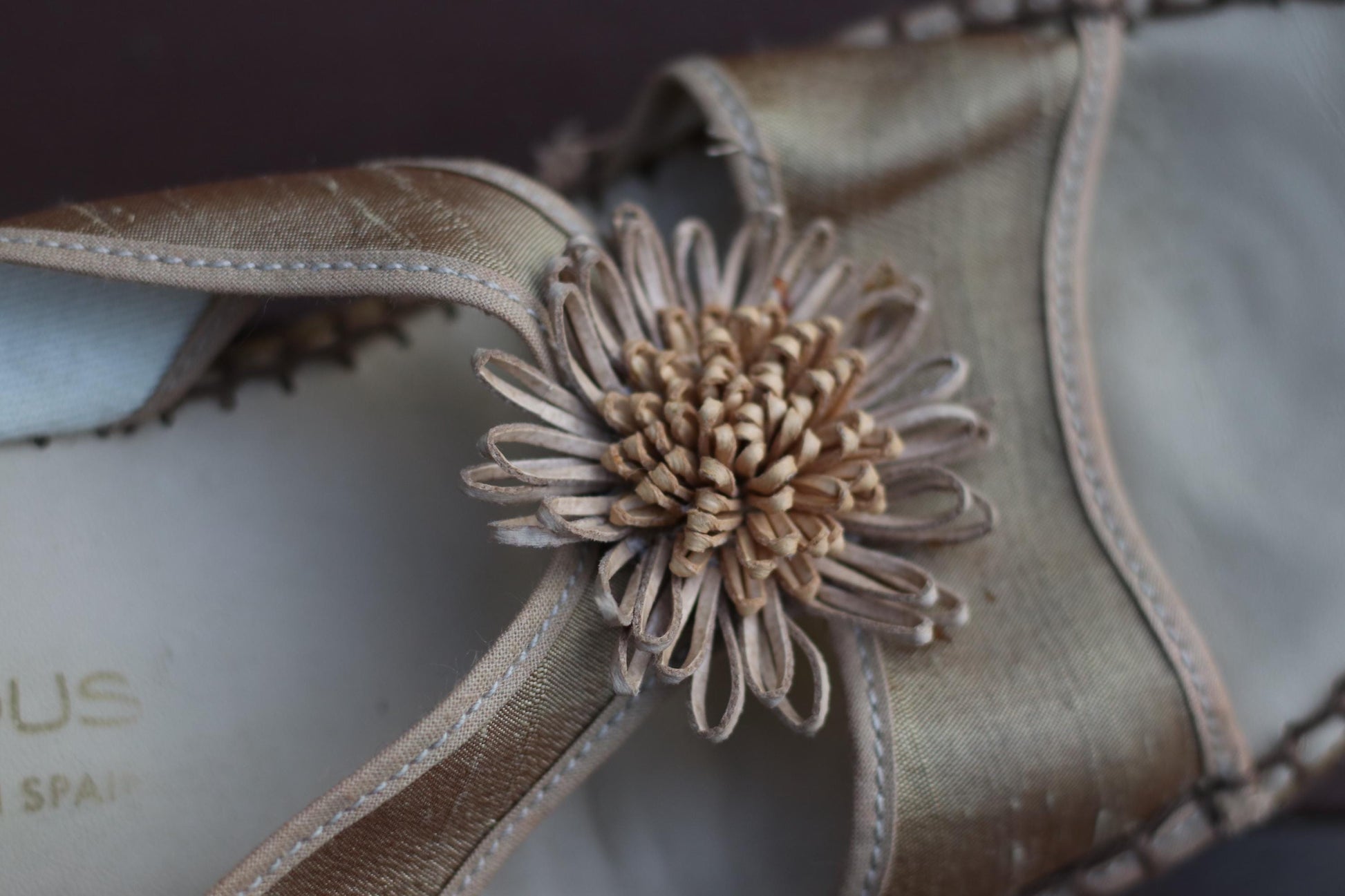Vintage André Assous Wedges| 90s Women's Spanish Chic Sandals | Metallic Designer Heels with Floral Detail | Summer Shoes | Size 8 US