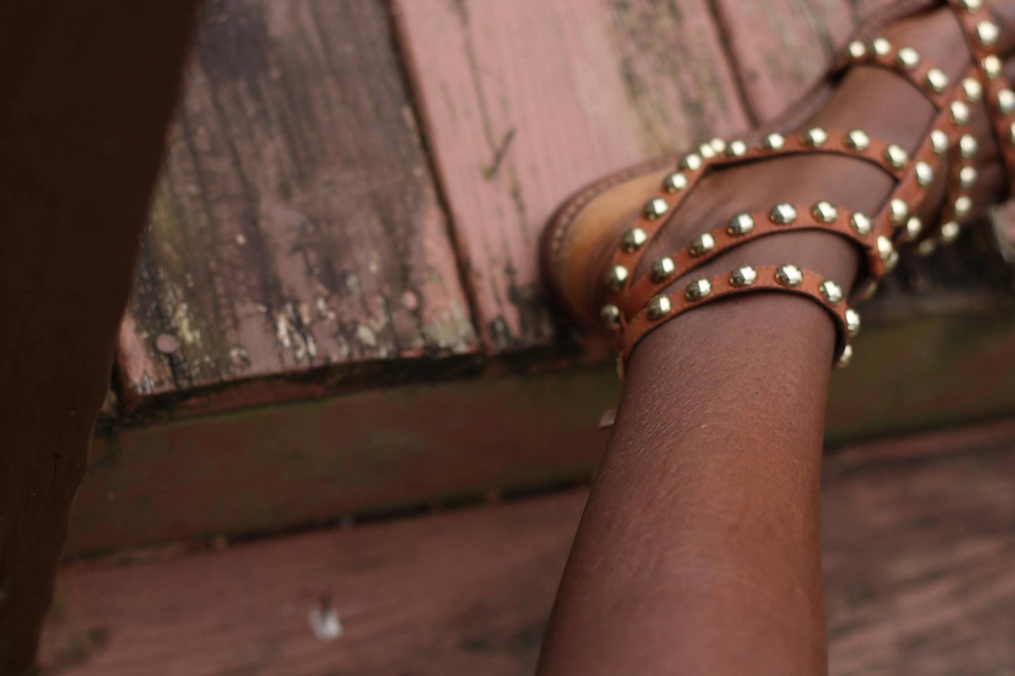 Vintage Sam Edelman Sandals| Women's Cognac Leather Studded Gladiator Summer Flats| Boho Chic Shoes US 7.5