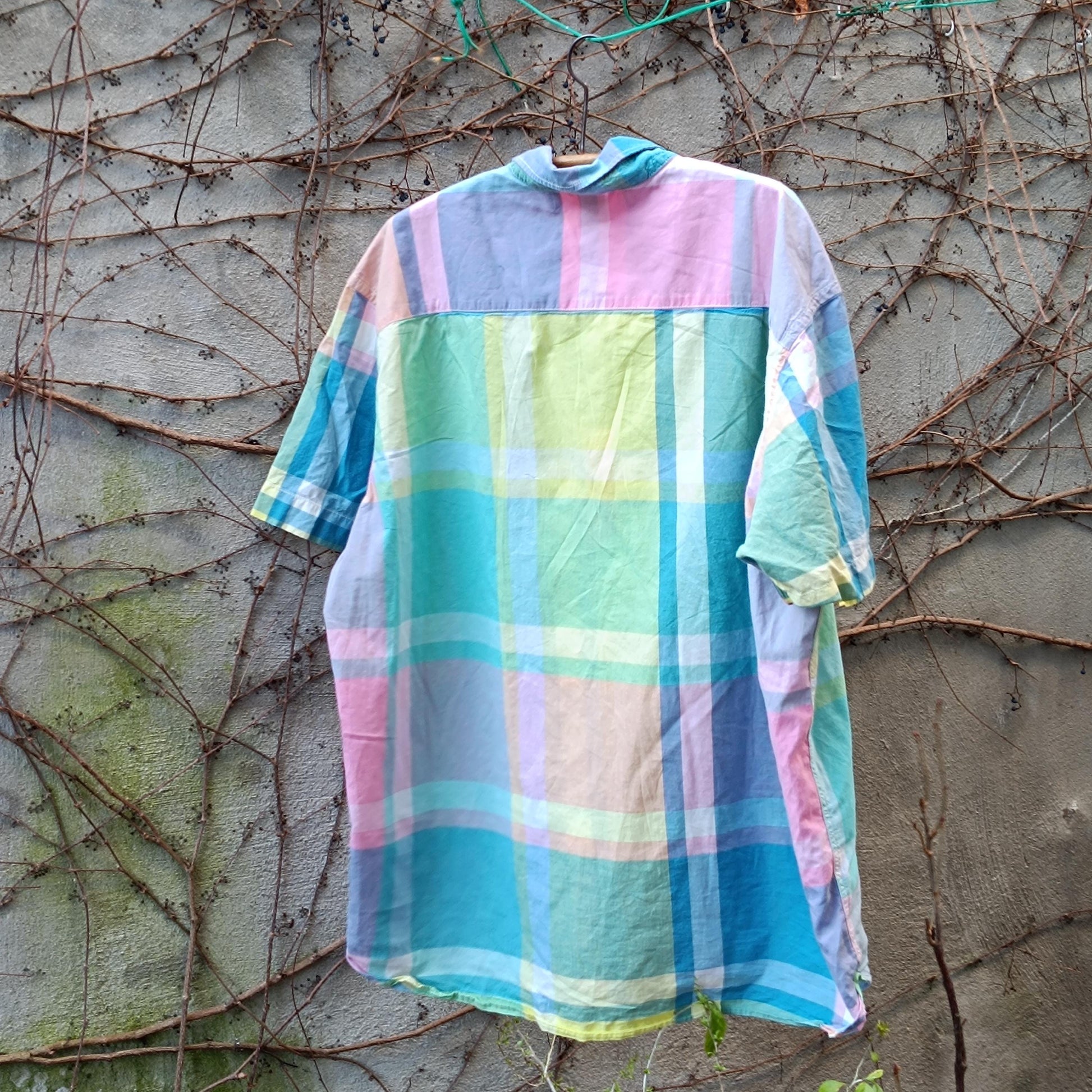 Y2K H&M Plaid Blouse| Vintage Pastel Shirt| Women's Maximalist L.O.G.G Summer Grunge Festival Top