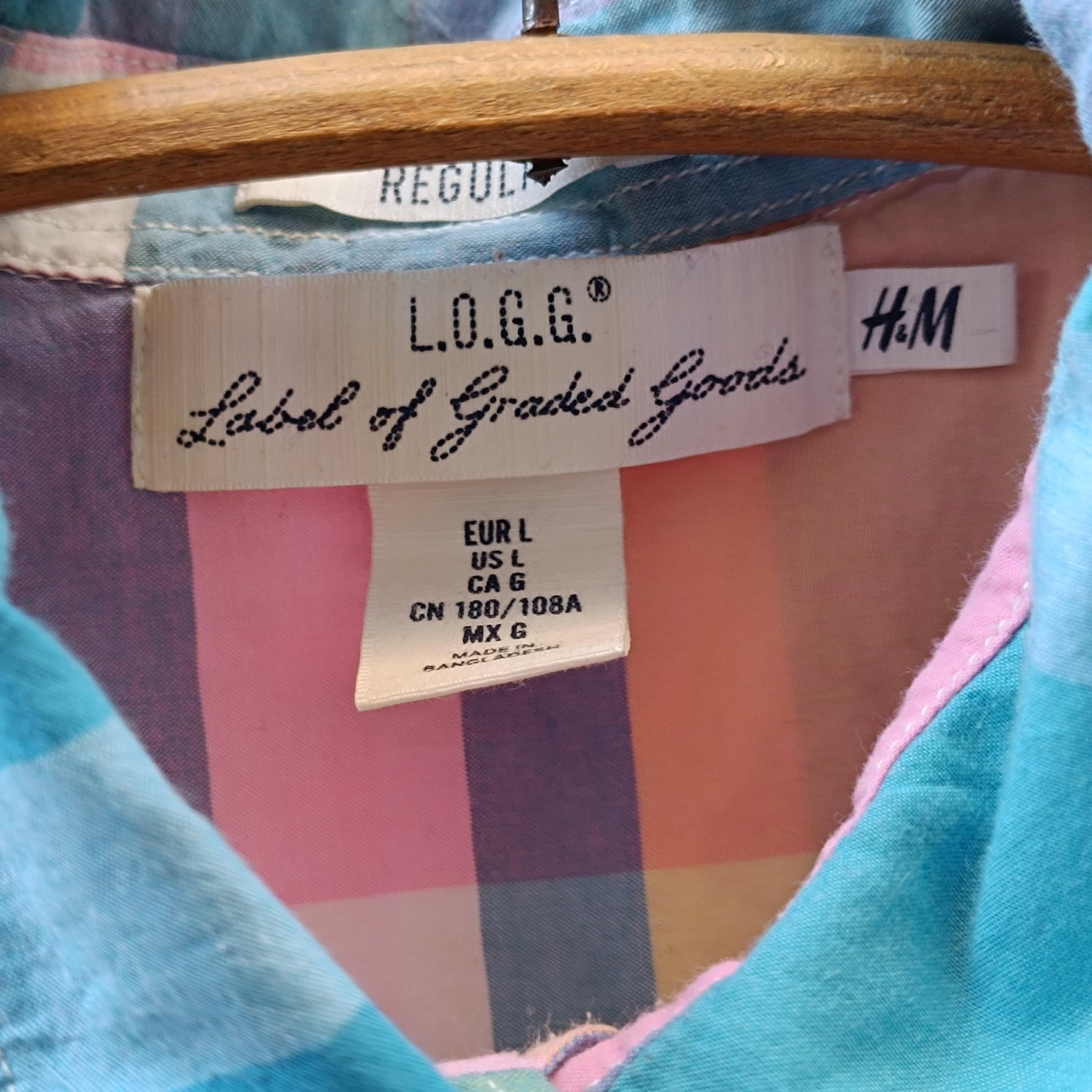 Y2K H&M Plaid Blouse| Vintage Pastel Shirt| Women's Maximalist L.O.G.G Summer Grunge Festival Top