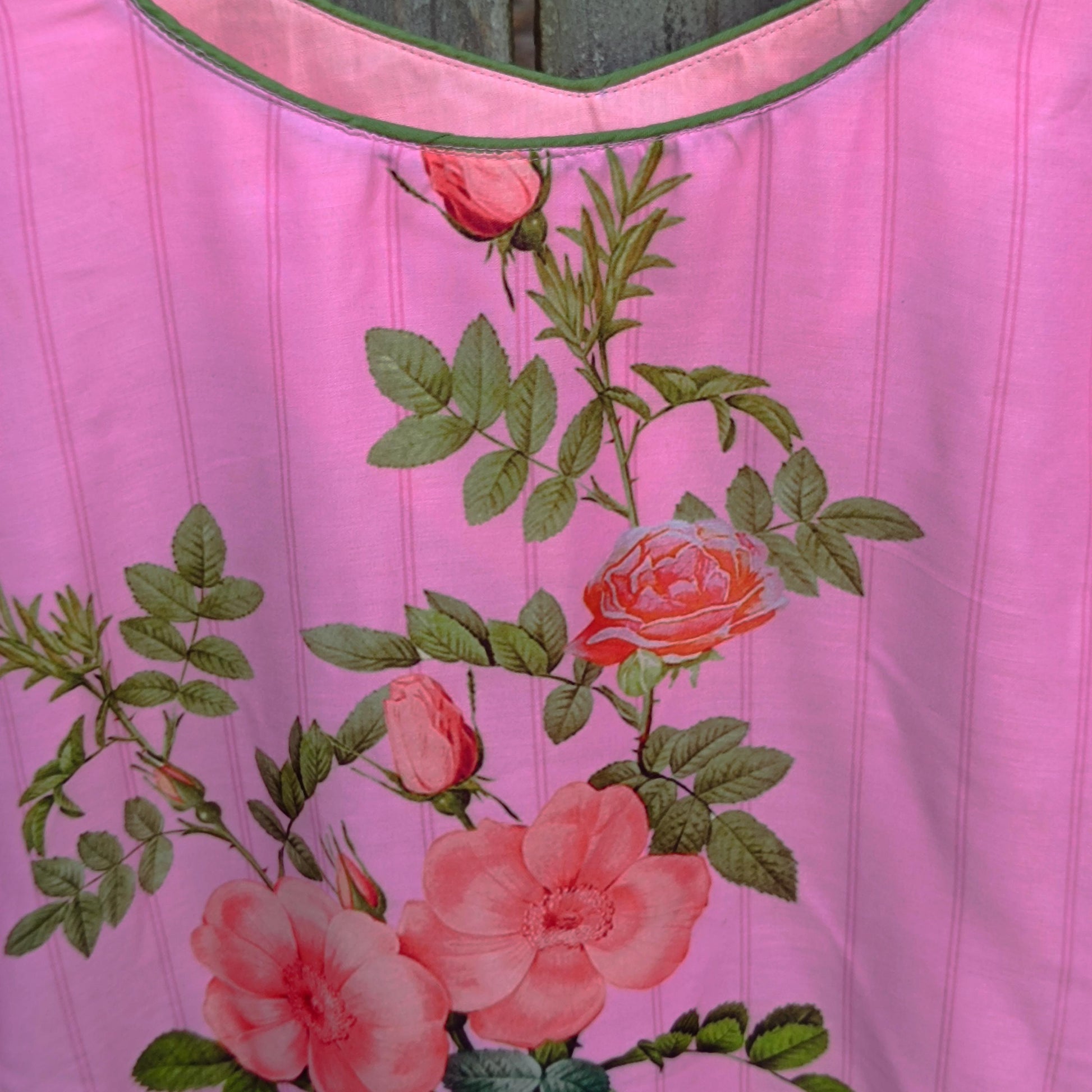 Vintage Pink Floral Embroidered Midi Dress with Side Slits| 80s Handmade Women's Elegant Lightweight Feminine Dress