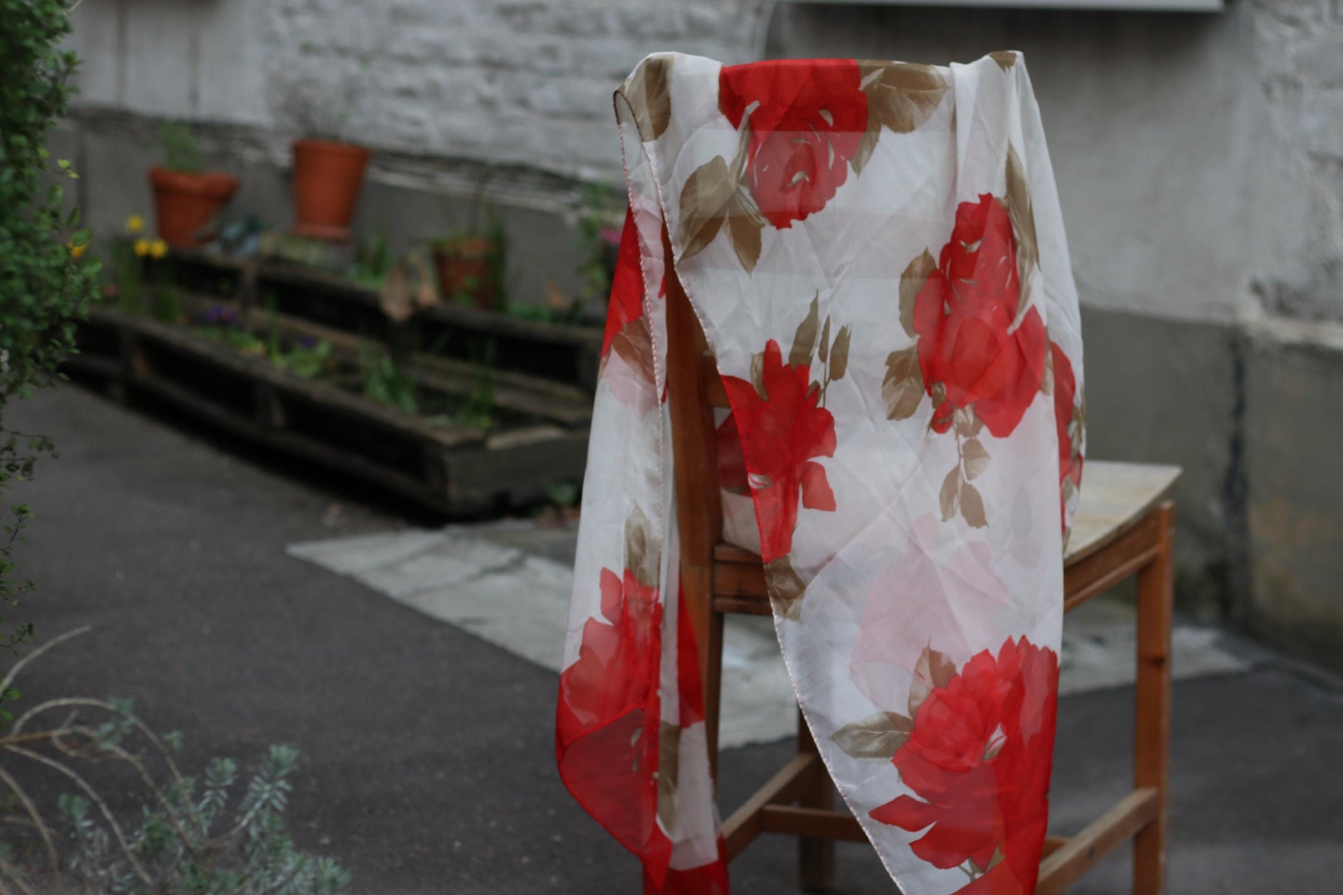 Vintage Escada Silk Scarf | 1980s Designer Scarf | Bold Red Floral Print Luxurious Wrap | Retro Fashion Accessory | Collectible Scarf