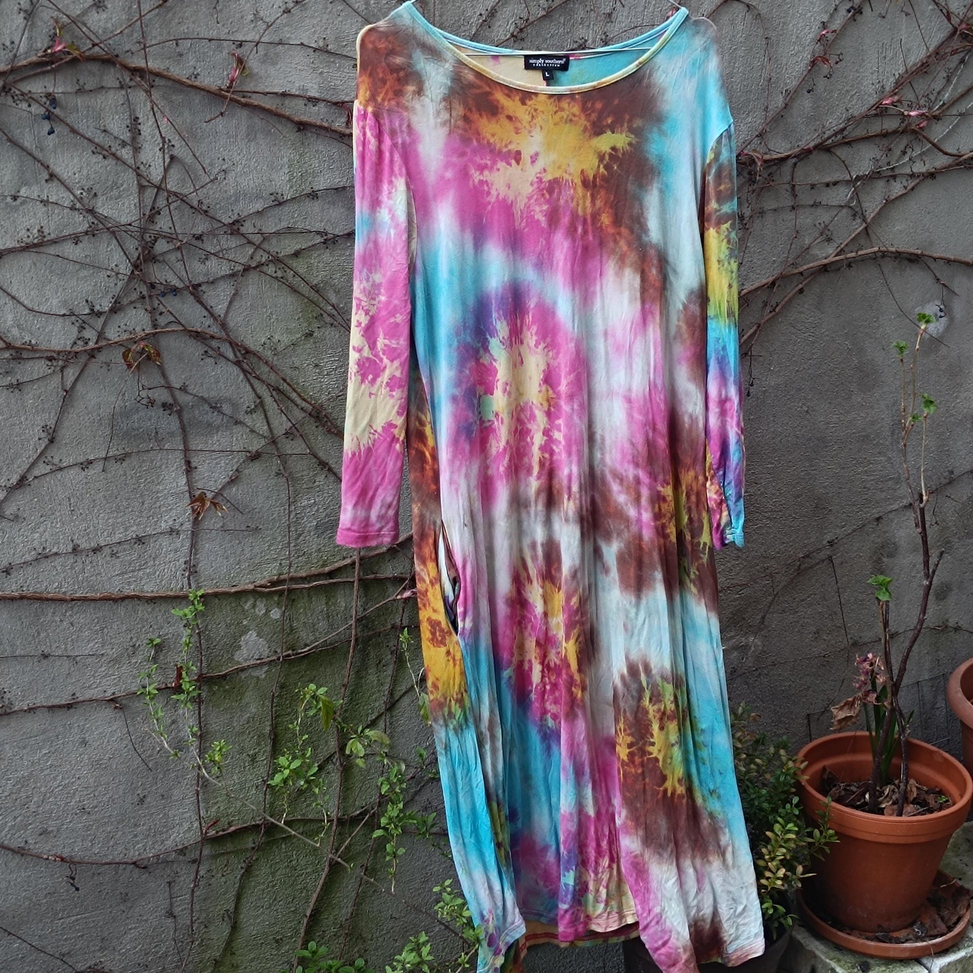 Vintage Tie-Dye Dress | Women's Multicolor Boho Maxi S-M Fashion and Fables Vintage Tie-Dye Dress | Women's Multicolor Boho Maxi S-M Fashion and Fables