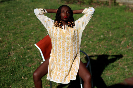 70s North African-Inspired Tunic | Vintage Women's Ethno-Chic Embroidery Breezy design|