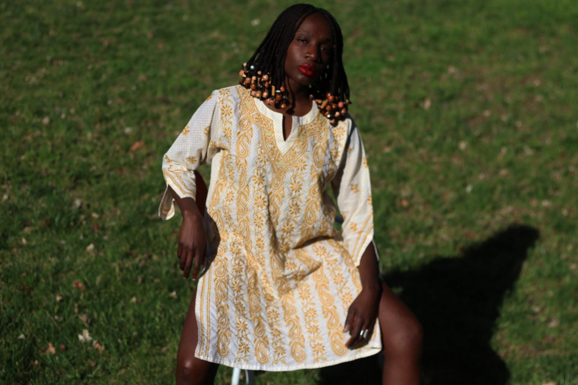 70s North African-Inspired Tunic | Vintage Women's Ethno-Chic Embroidery Breezy design|