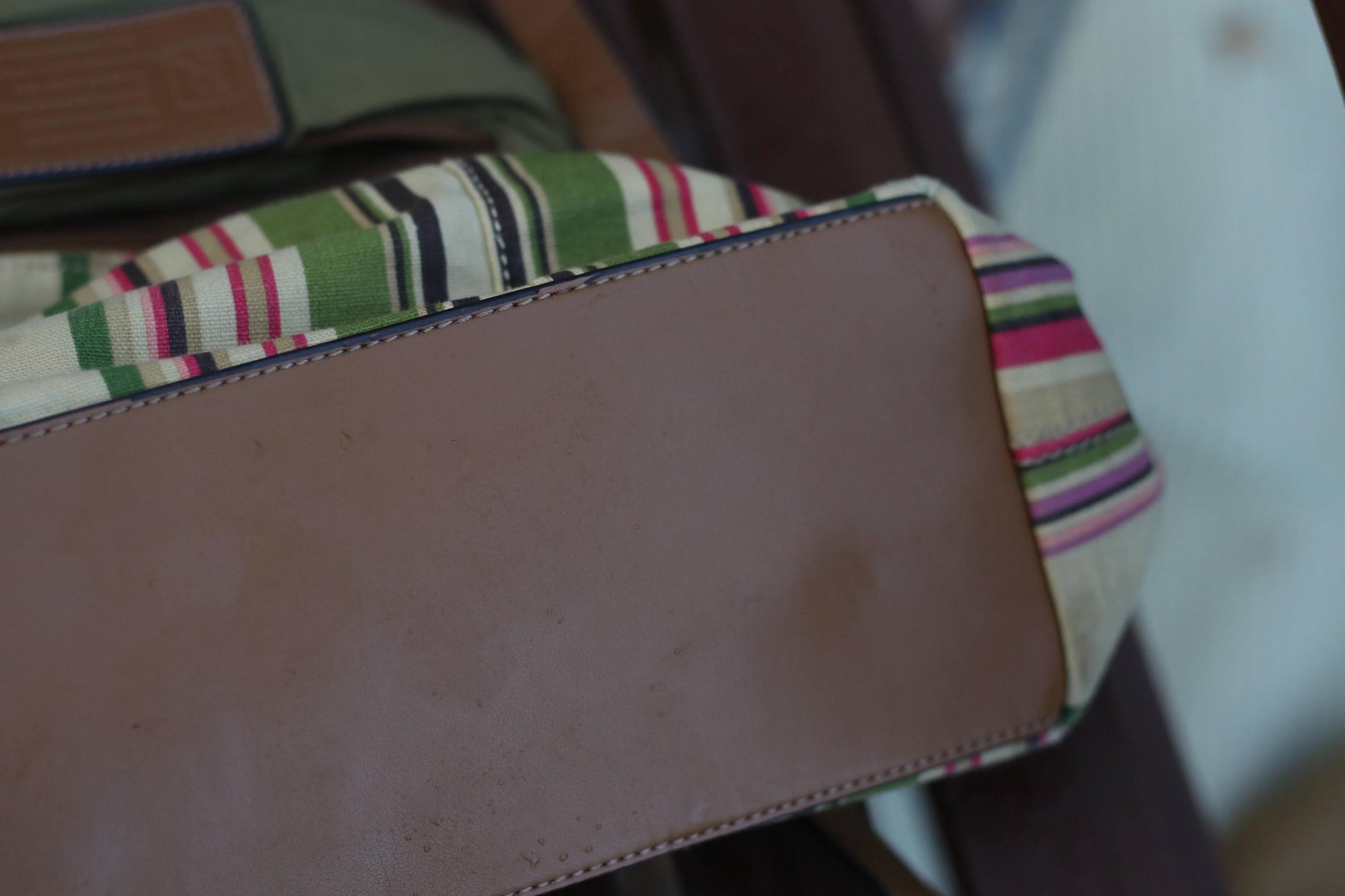 Y2K Striped Canvas Bag | Vintage Bohemian Shoulder Bag | Women's earthy Tones Handbag with Leather Straps | Casual Chic