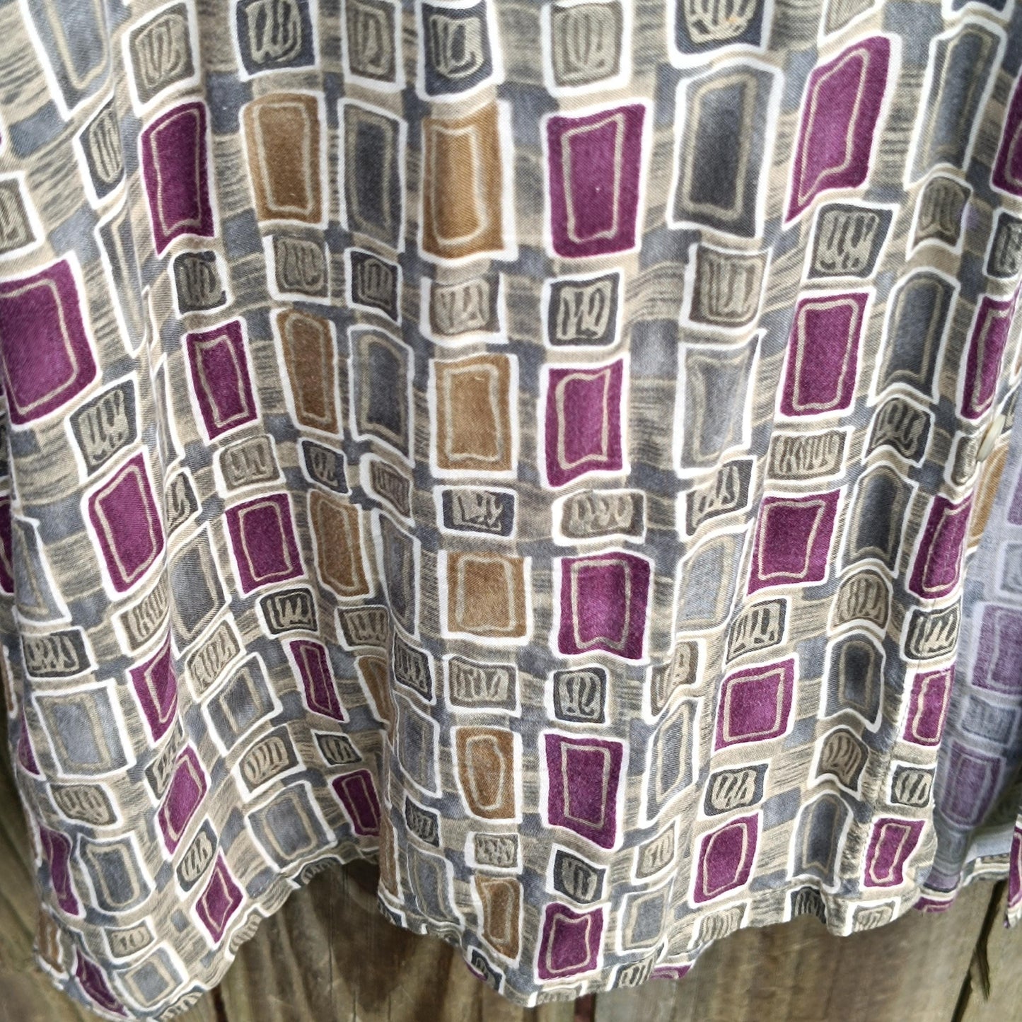 Vintage Pierre Cardin Print Shirt | 90s Green Rayon Short Sleeve Designer Top | Unisex Summer Geometric Patterened Blouse