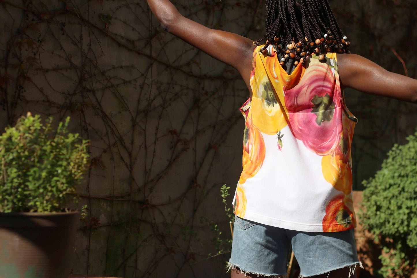 Vintage Floral Nylon Blouse | 90s Sleeveless Top