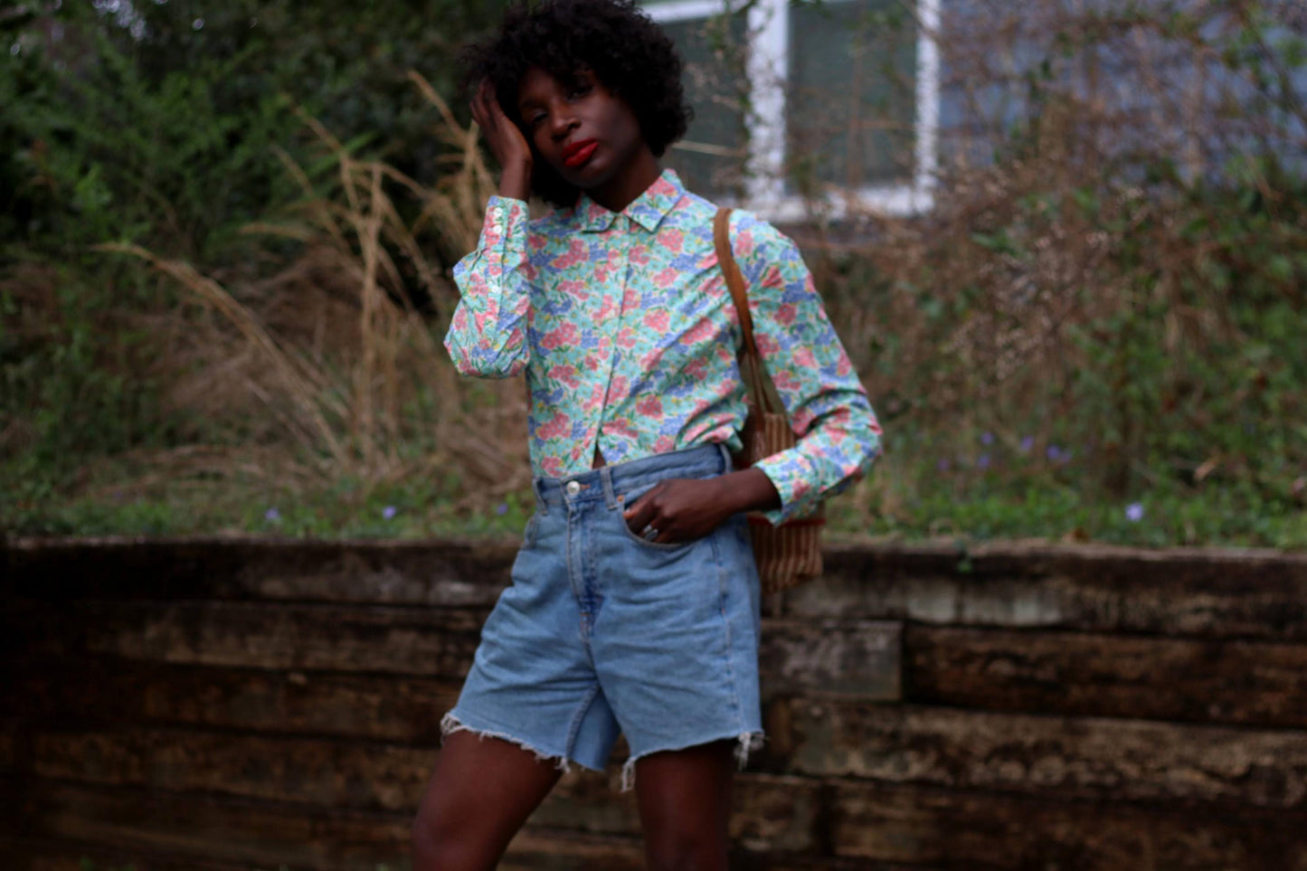 Y2K Floral Button-Up | Vintage J.Crew Cotton Shirt | Women's Pastel Collared Blouse | Cottagecore Garden Print | Long Sleeve Spring Top