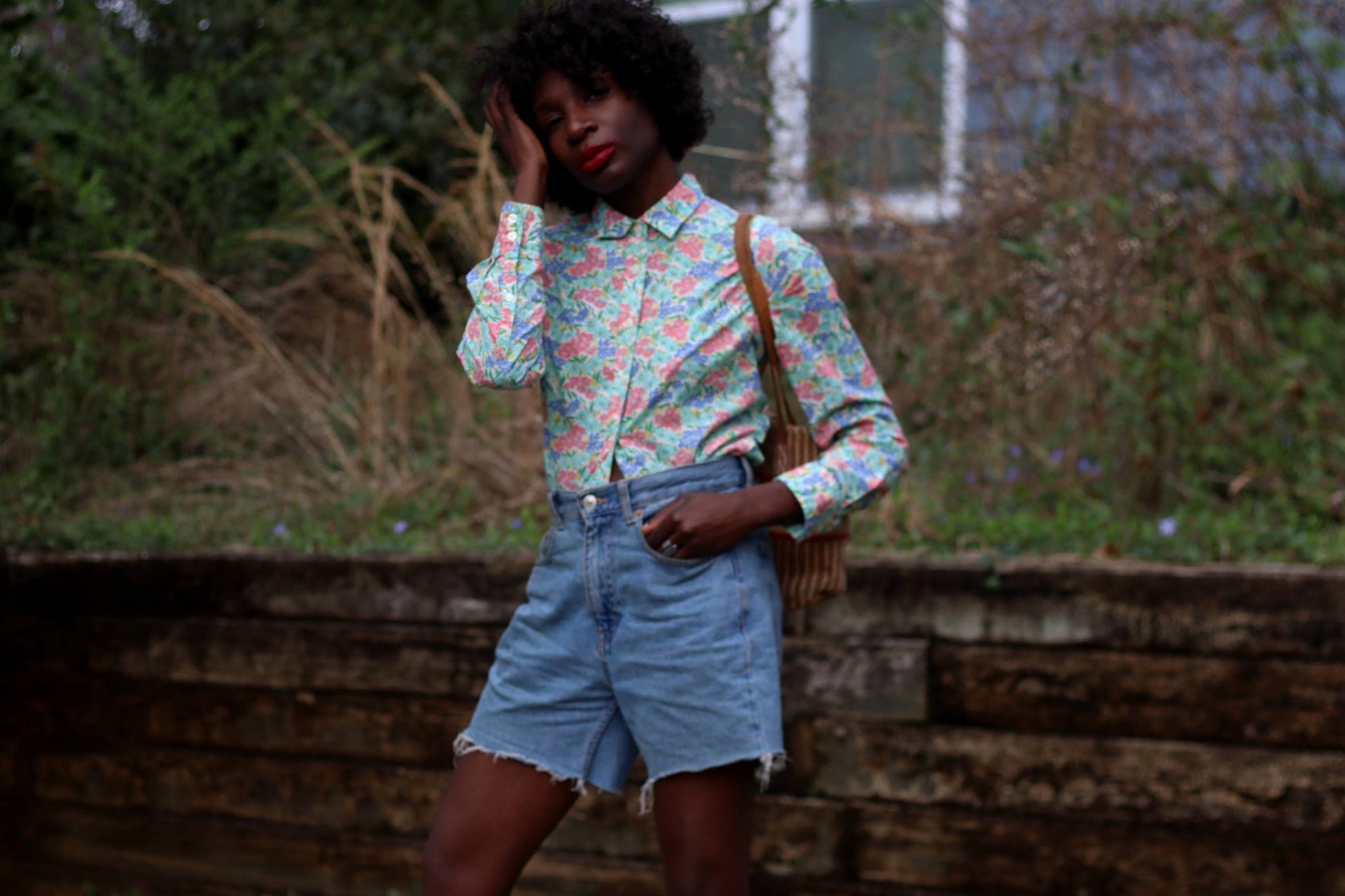 Y2K Floral Button-Up | Vintage J.Crew Cotton Shirt | Women's Pastel Collared Blouse | Cottagecore Garden Print | Long Sleeve Spring Top