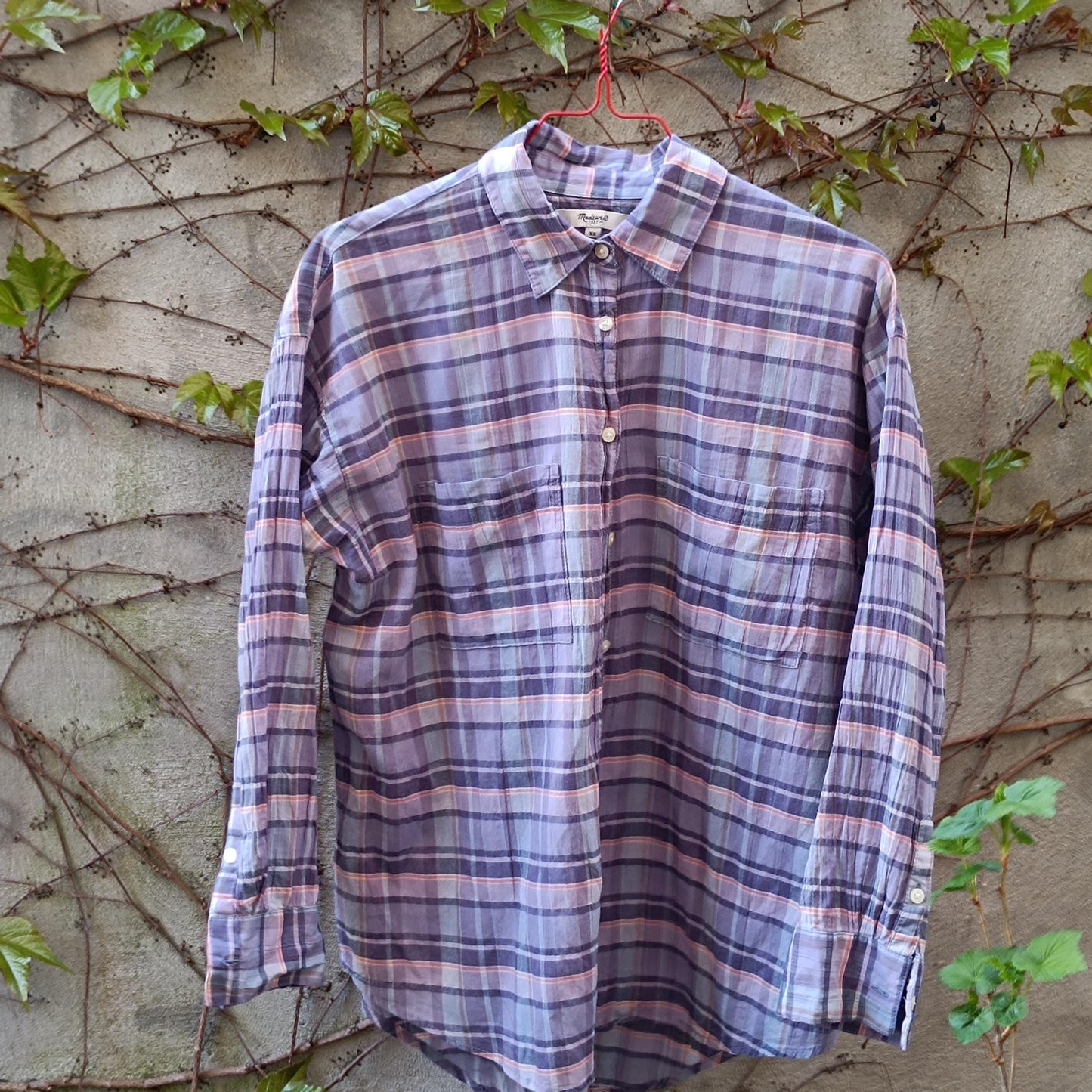 Vintage Madewell Plaid Cotton Shirt | y2k Relaxed Checkered Everyday Button Up Blouse XS|