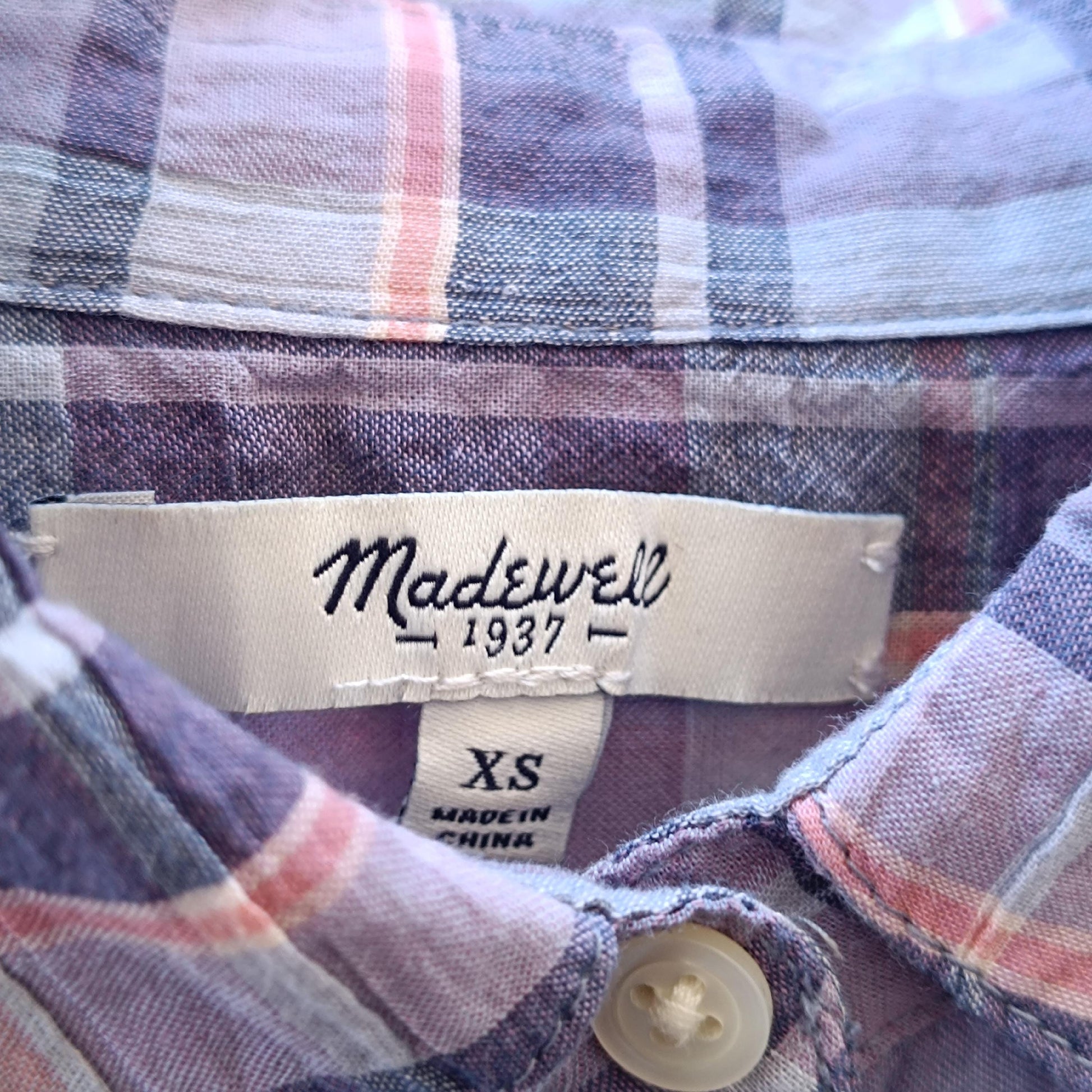 Vintage Madewell Plaid Cotton Shirt | y2k Relaxed Checkered Everyday Button Up Blouse XS|