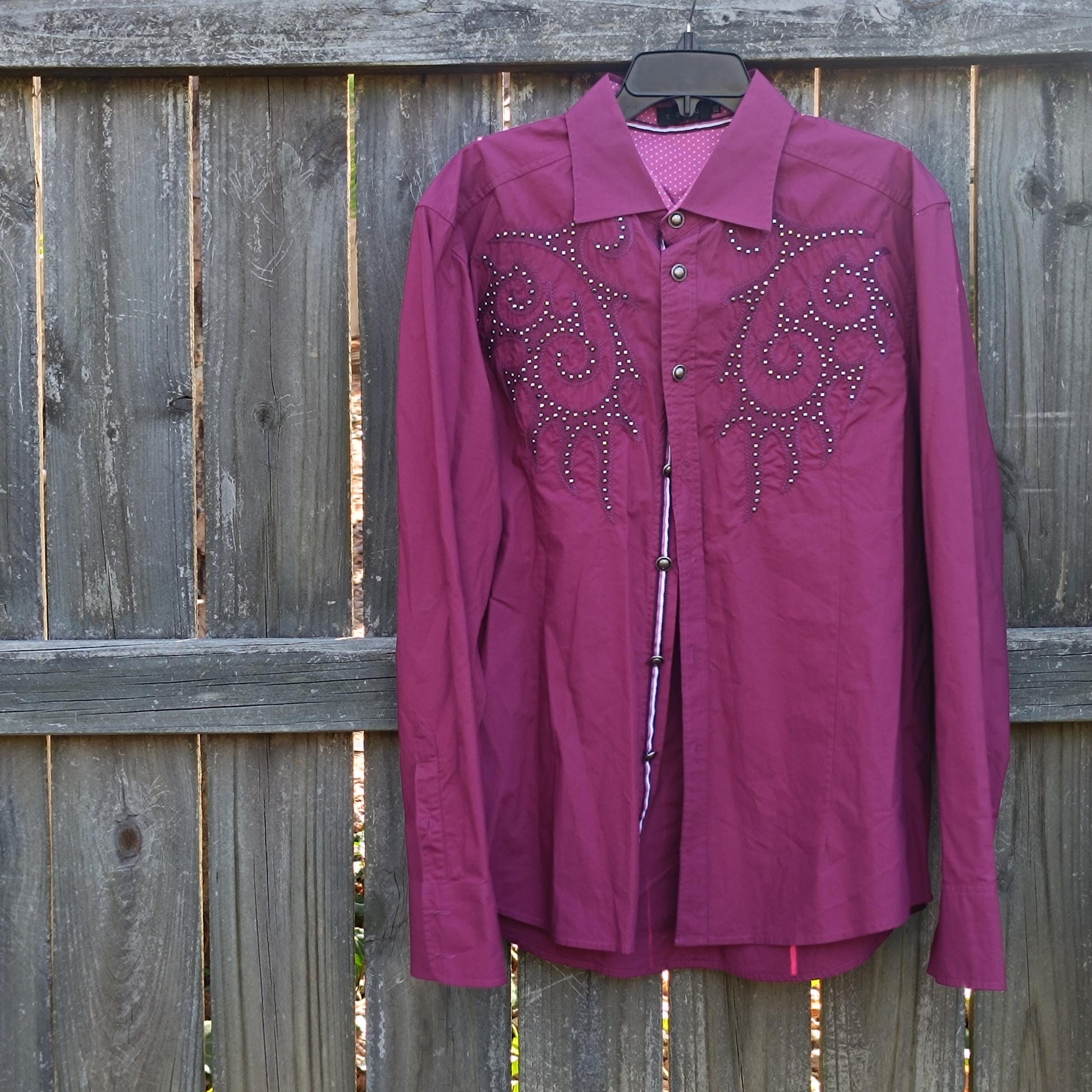 Vintage Western Cowgirl Shirt| Women's Burgundy Studded Embroidery Top| y2k Classic Rodeo Style