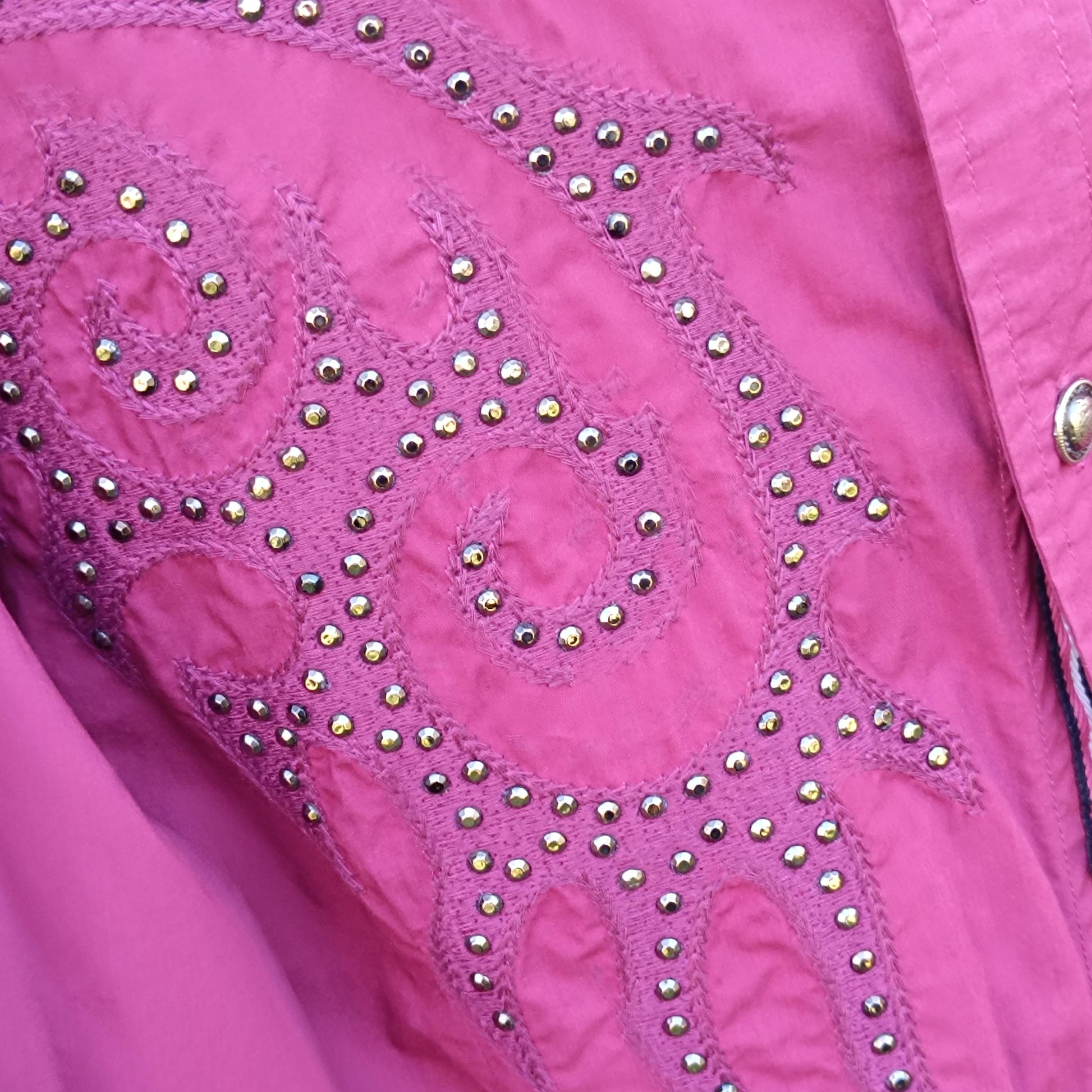 Vintage Western Cowgirl Shirt| Women's Burgundy Studded Embroidery Top| y2k Classic Rodeo Style