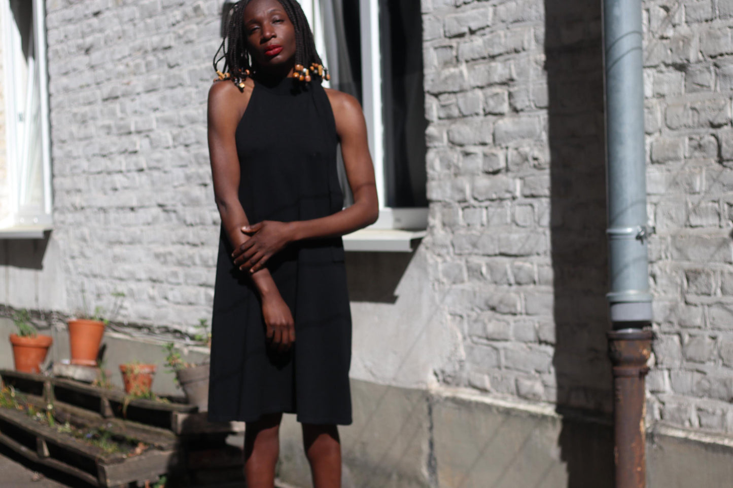 90s Vintage Black Halter - Minimalist Little Dress