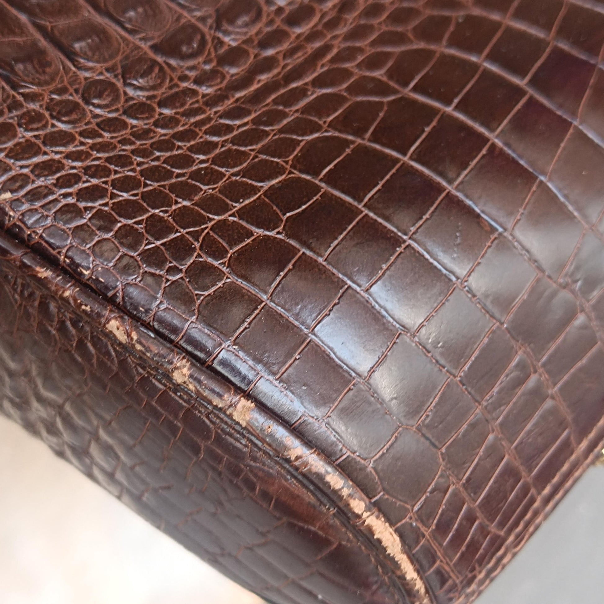 Vintage Embossed Leather Shoulder Bag | 70s Dark Brown Handbag | Minimalist Timeless Women's Tote|