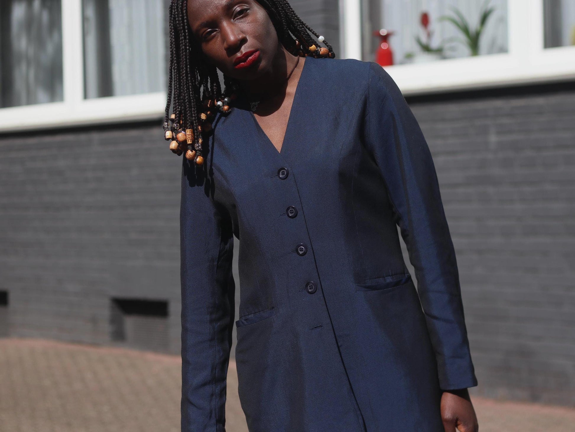 Vintage 90s Blue Blazer: Oversized Minimalist Office Jacket