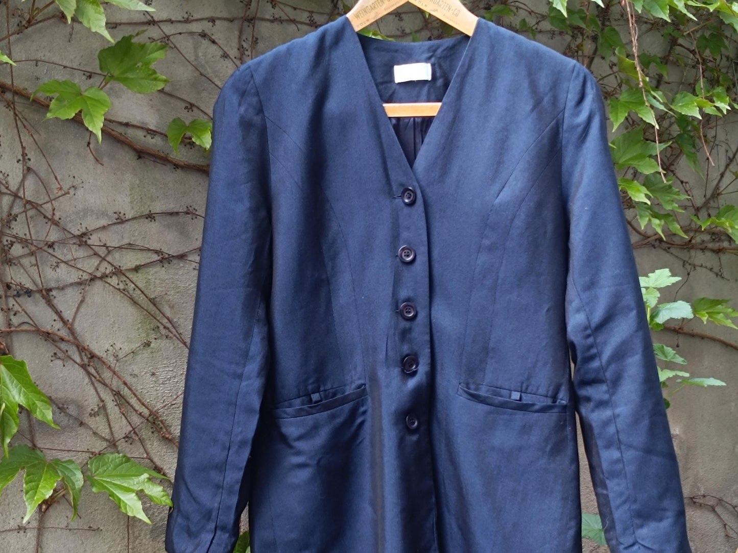 Vintage 90s Blue Blazer: Oversized Minimalist Office Jacket