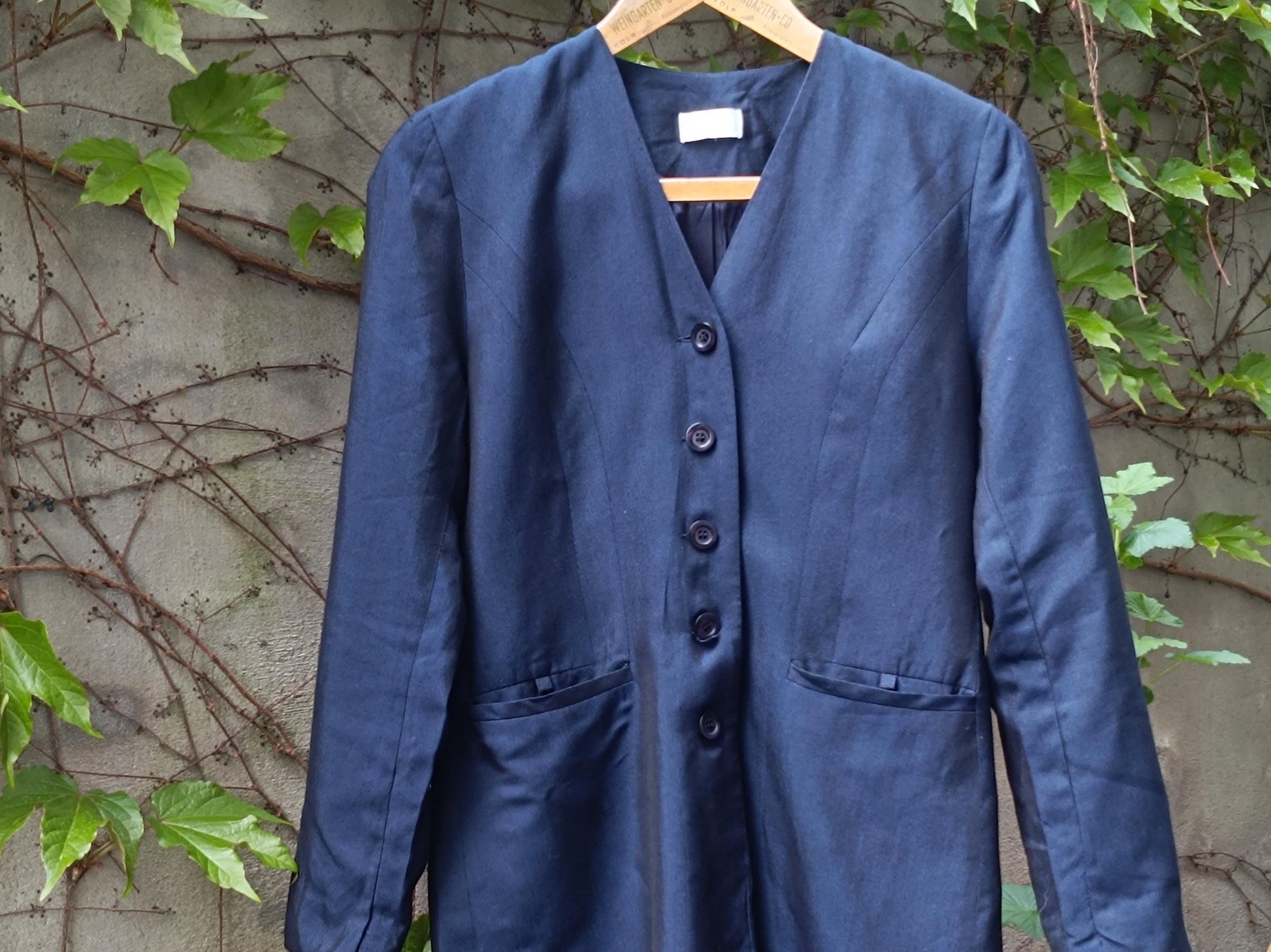 Vintage 90s Blue Blazer: Oversized Minimalist Office Jacket