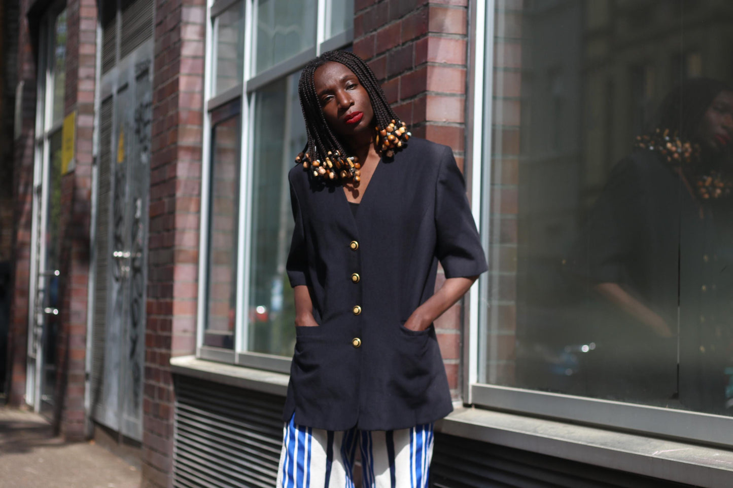 Pier Angelini Black Blazer with Gold Colored Buttons