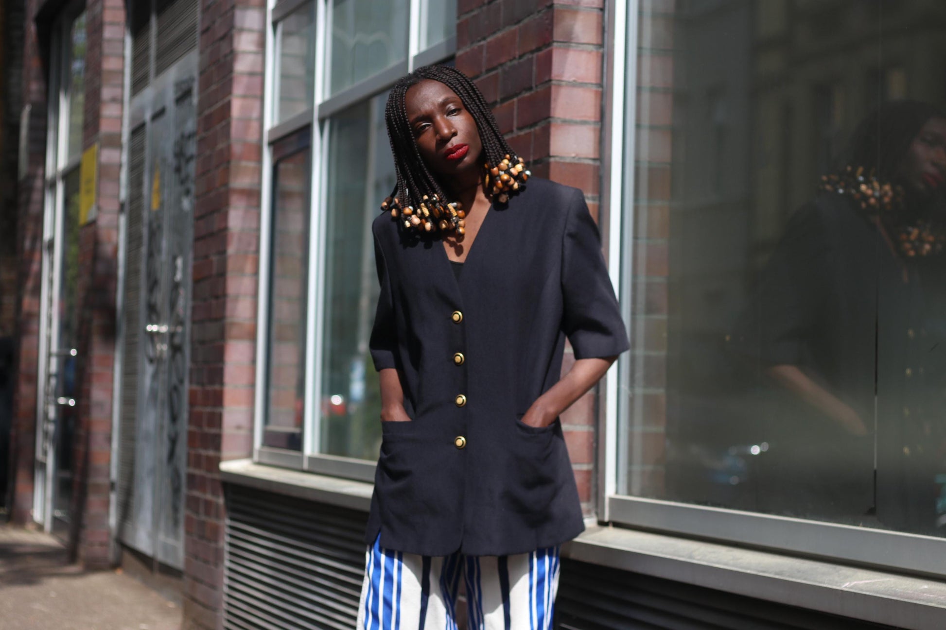 Pier Angelini Black Blazer with Gold Colored Buttons