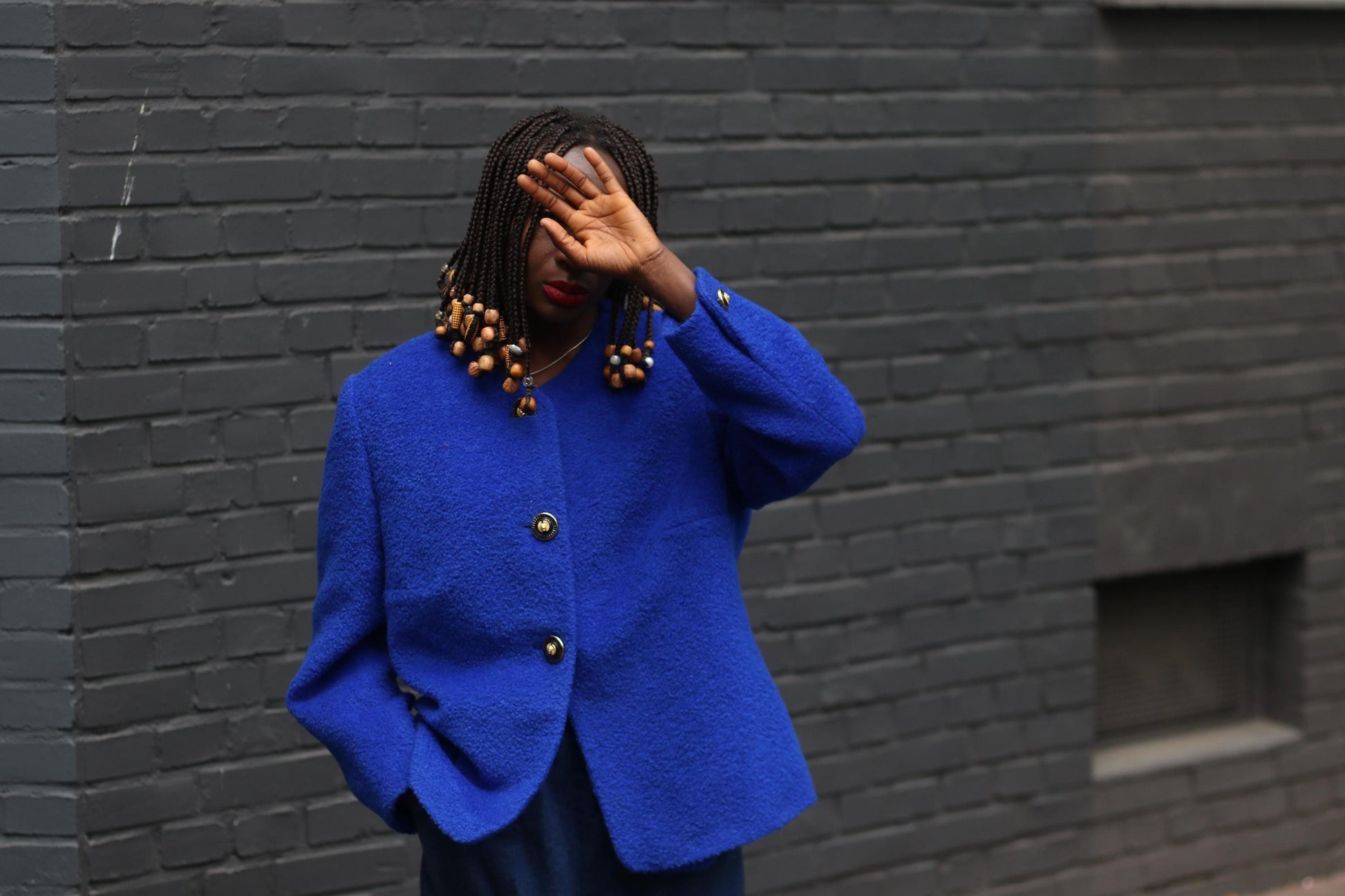 80s Oversized Mohair Wool Blazer: Vintage Blue Boxy Jacket