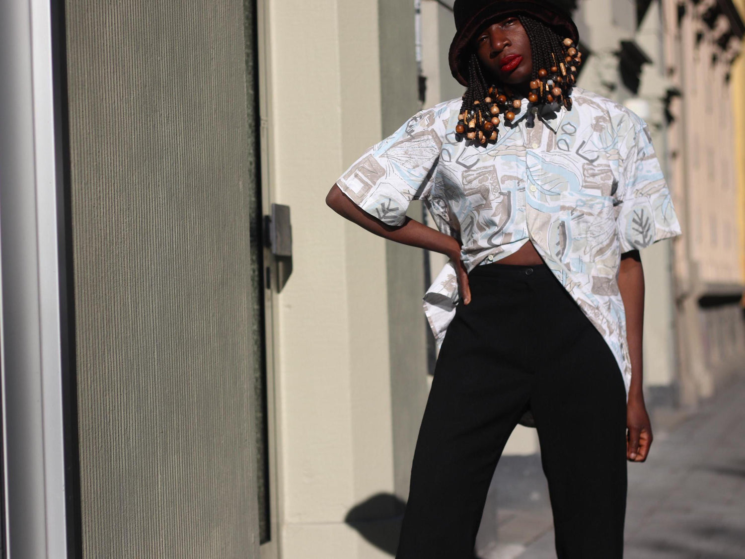 90s shirt | Vintage crazy print buttoned Down Cotton blouse| streetstyle abstract print shirt