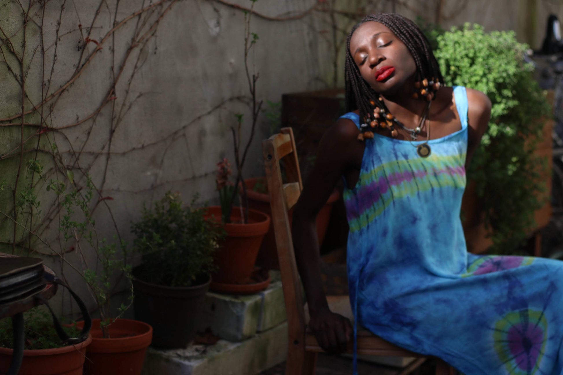 90s Vintage Tie-Dye Maxi Dress: Rayon Festival Fashion