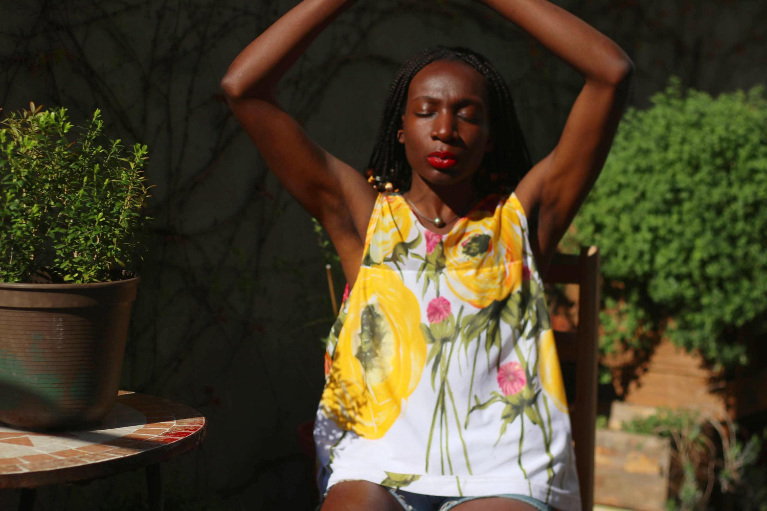 Vintage Floral Nylon Blouse | 90s Sleeveless Top