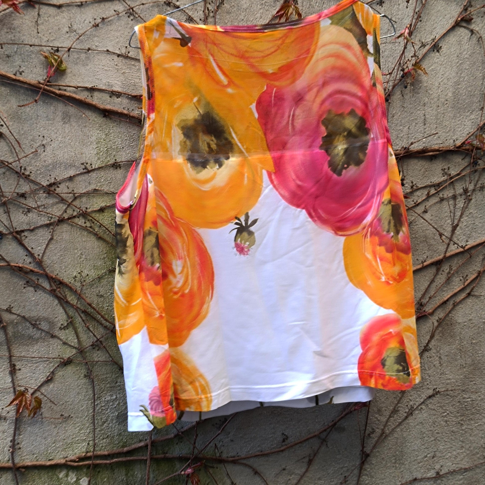 Vintage Floral Nylon Blouse | 90s Sleeveless Top