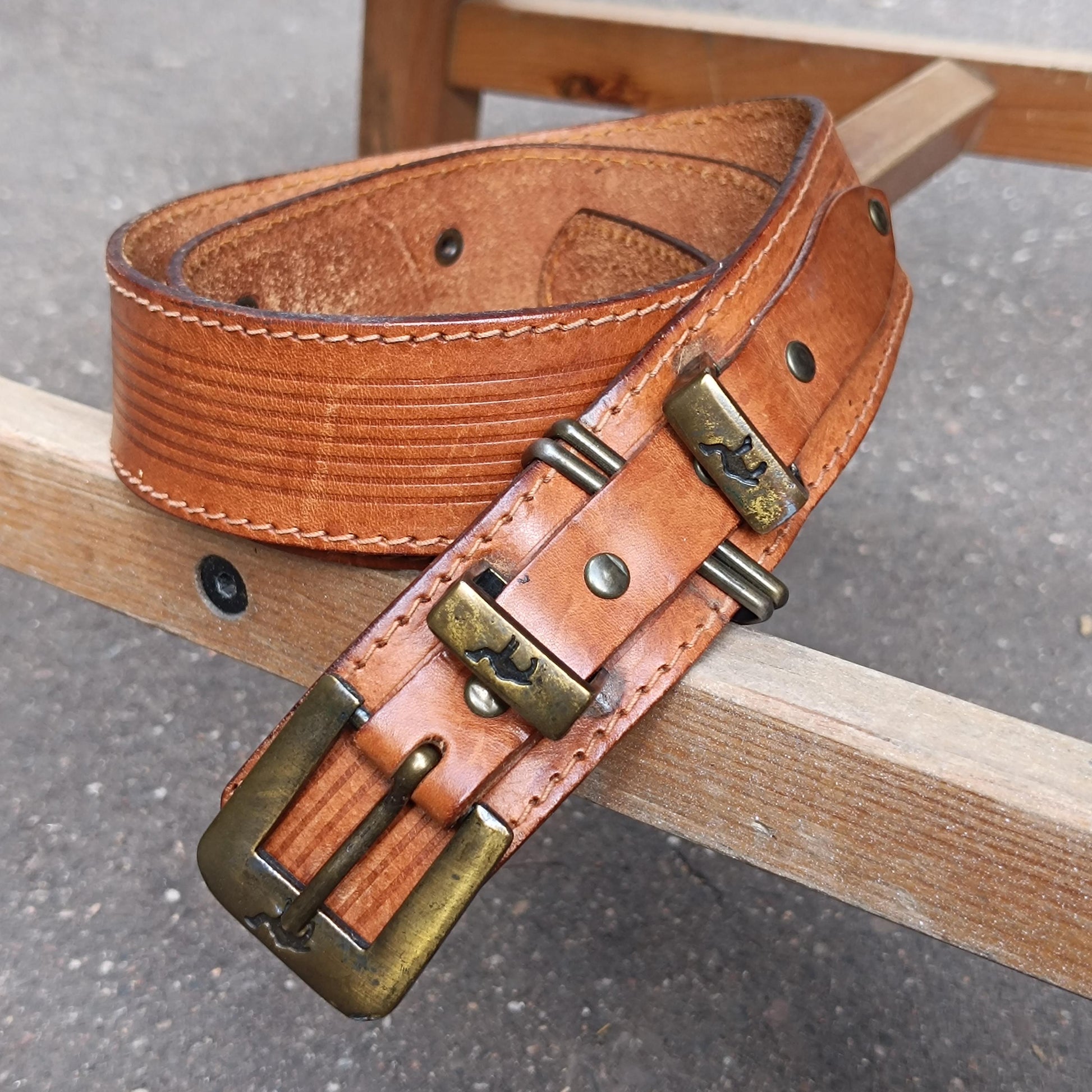 70s Brown Leather Belt| Women's Western Cowgirl Tan Waist Belt Size 80