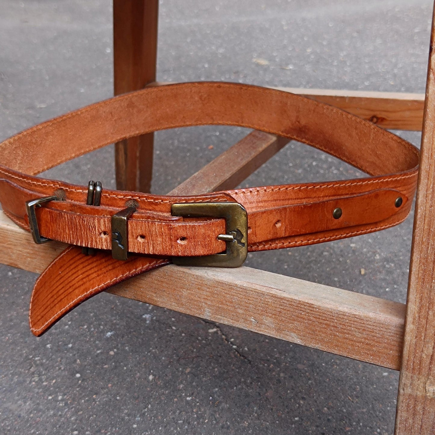 70s Brown Leather Belt| Women's Western Cowgirl Tan Waist Belt Size 80