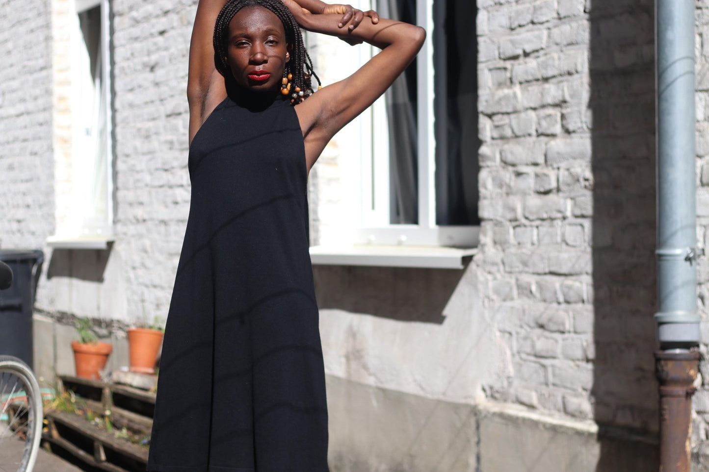90s Vintage Black Halter - Minimalist Little Dress